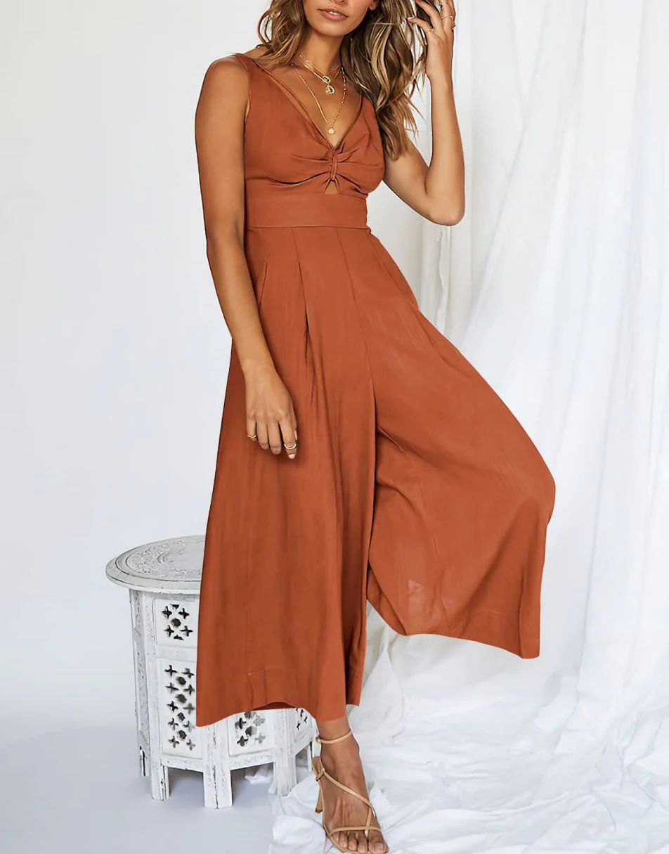 New Summer V Neck Cutout High-Waist Rompers