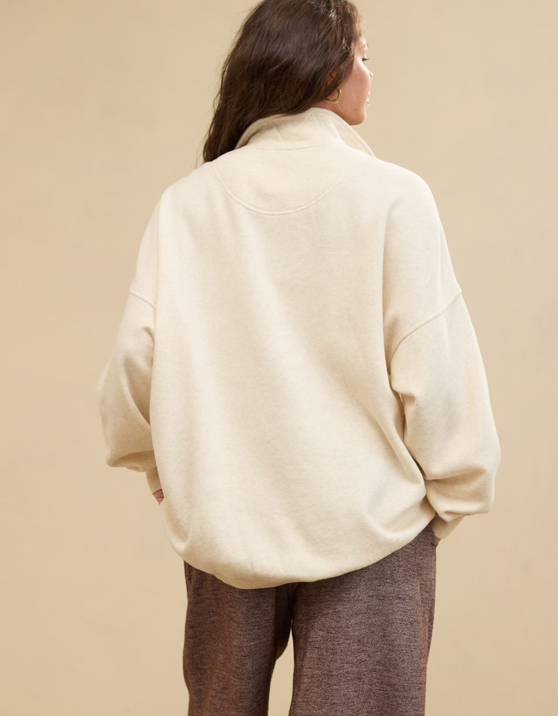 Women's Oversized Long Sleeve Quarter Snap Sweatshirt