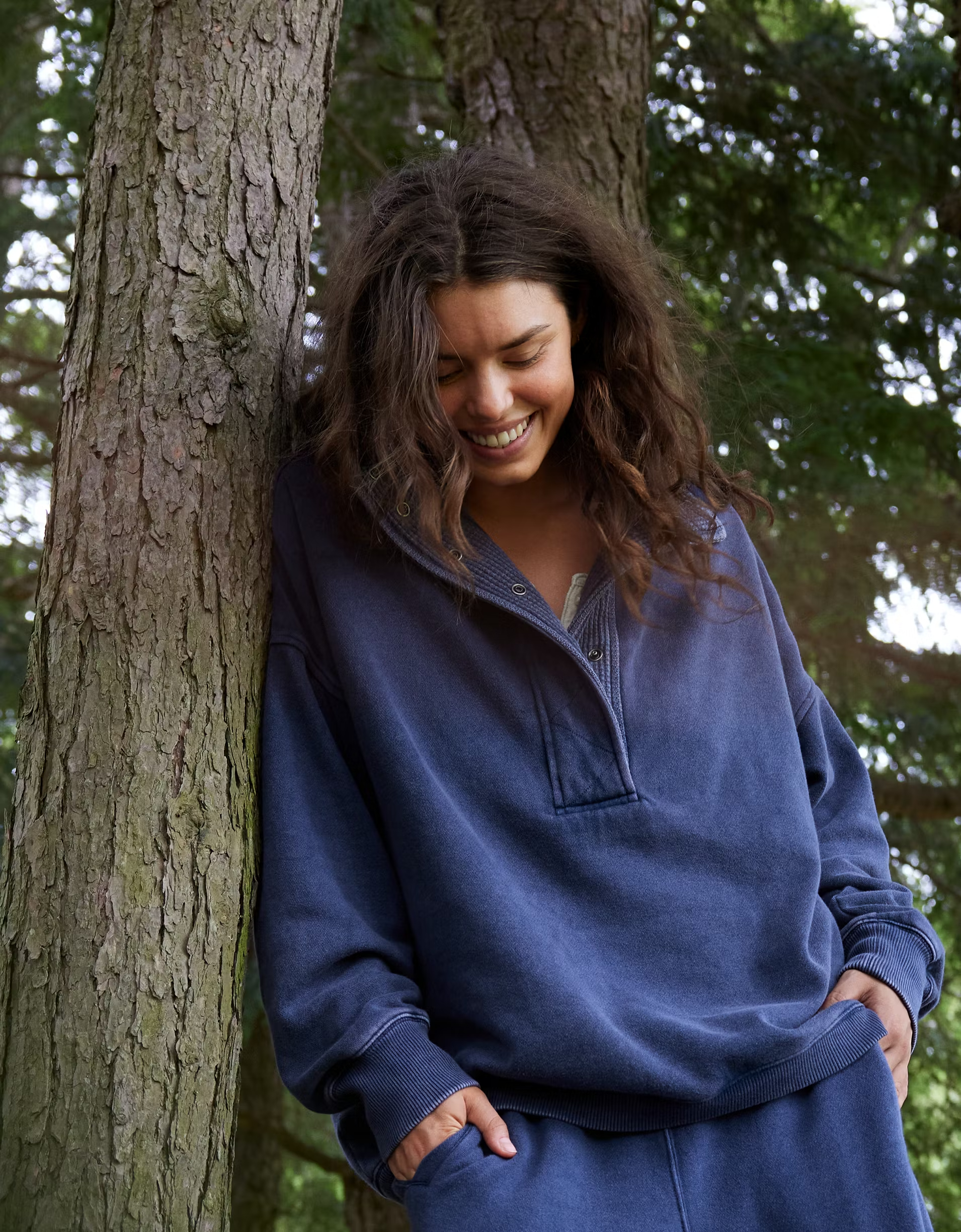 Women's Oversized Long Sleeve Quarter Snap Sweatshirt