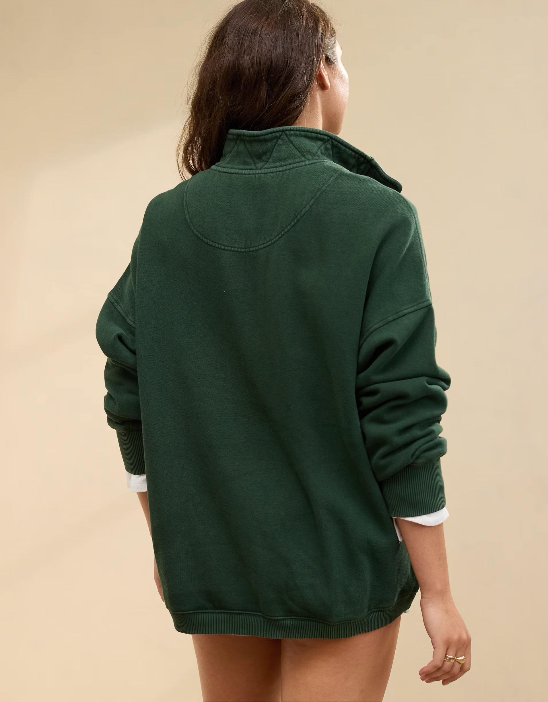 Women's Oversized Long Sleeve Quarter Snap Sweatshirt