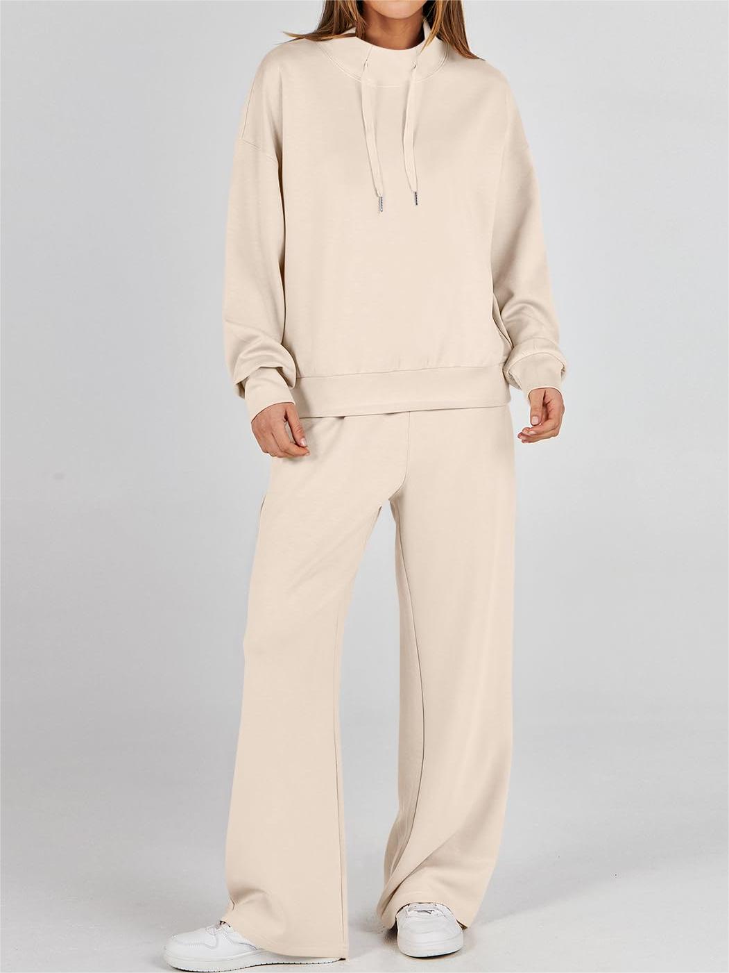 Womens 2 Piece Outfits Sweatsuit Set Drawstring Sweatshirt Lounge Set