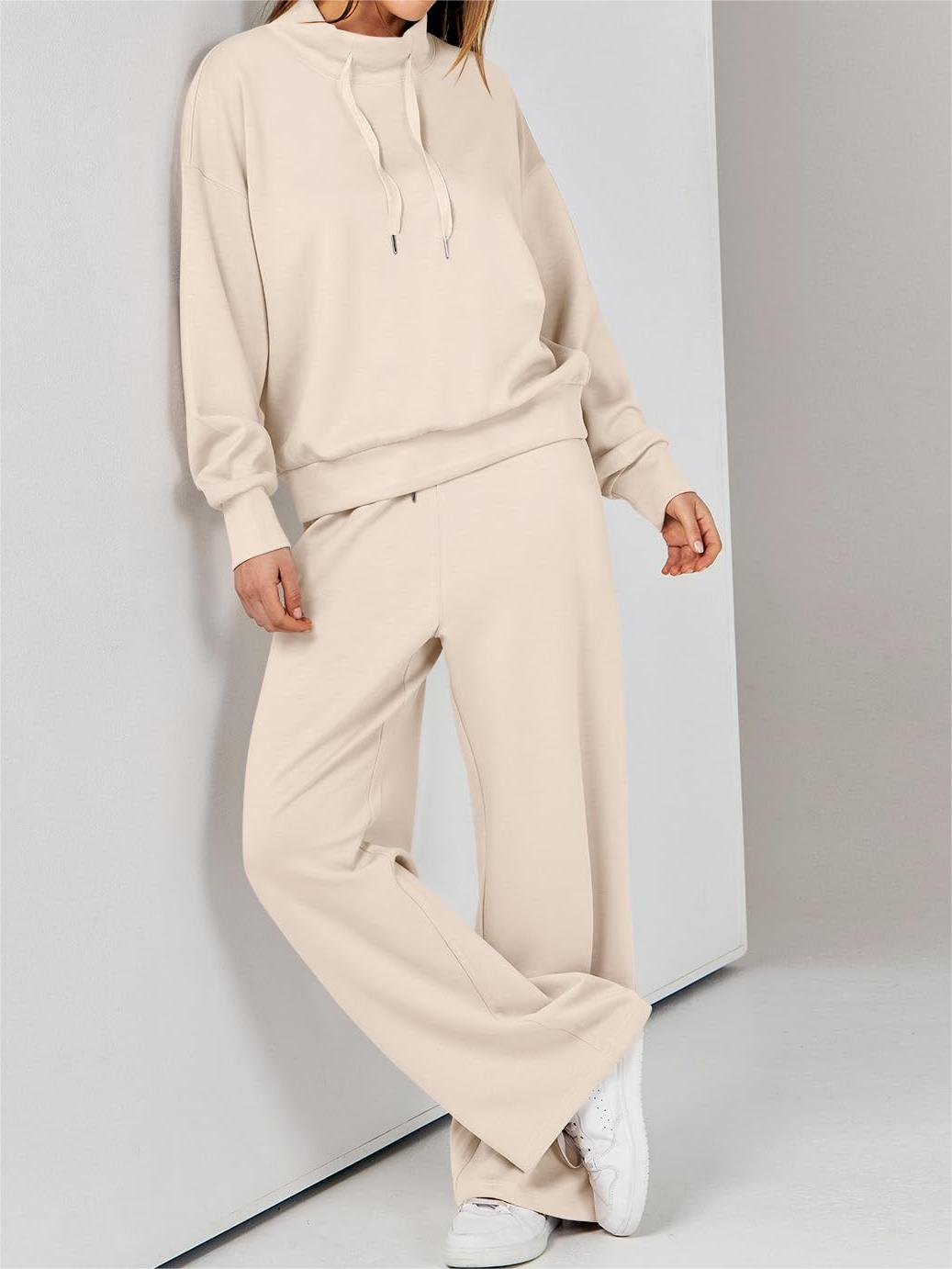 Womens 2 Piece Outfits Sweatsuit Set Drawstring Sweatshirt Lounge Set