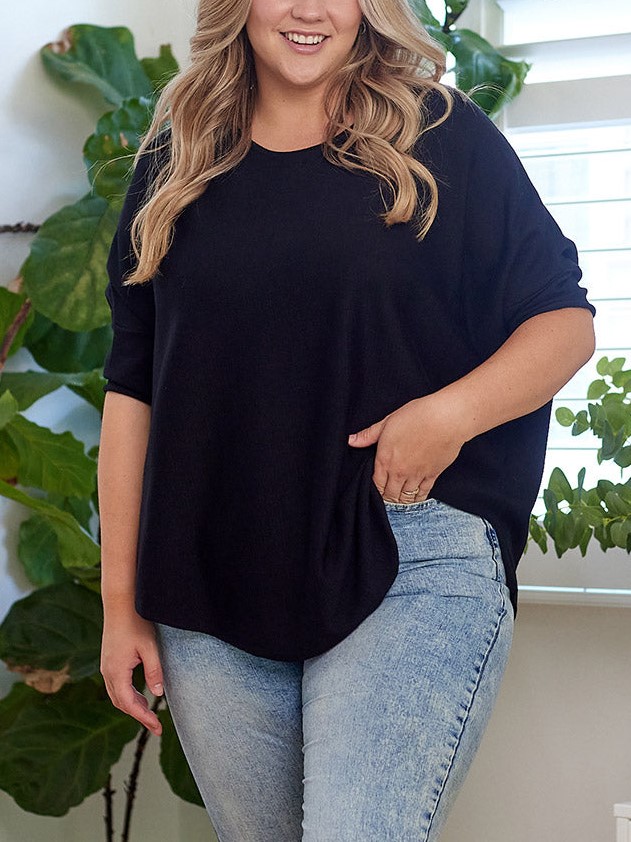 Super Soft Batwing Knit Half Sleeve Top 