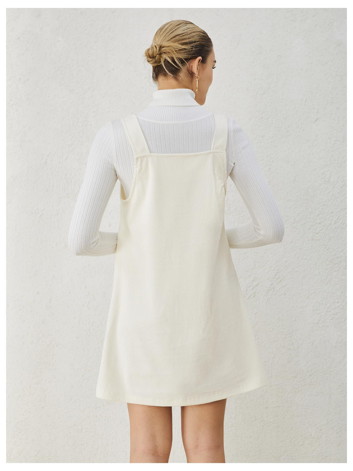 WomenS V Neck Corduroy Pinafore Overall Mini Dress