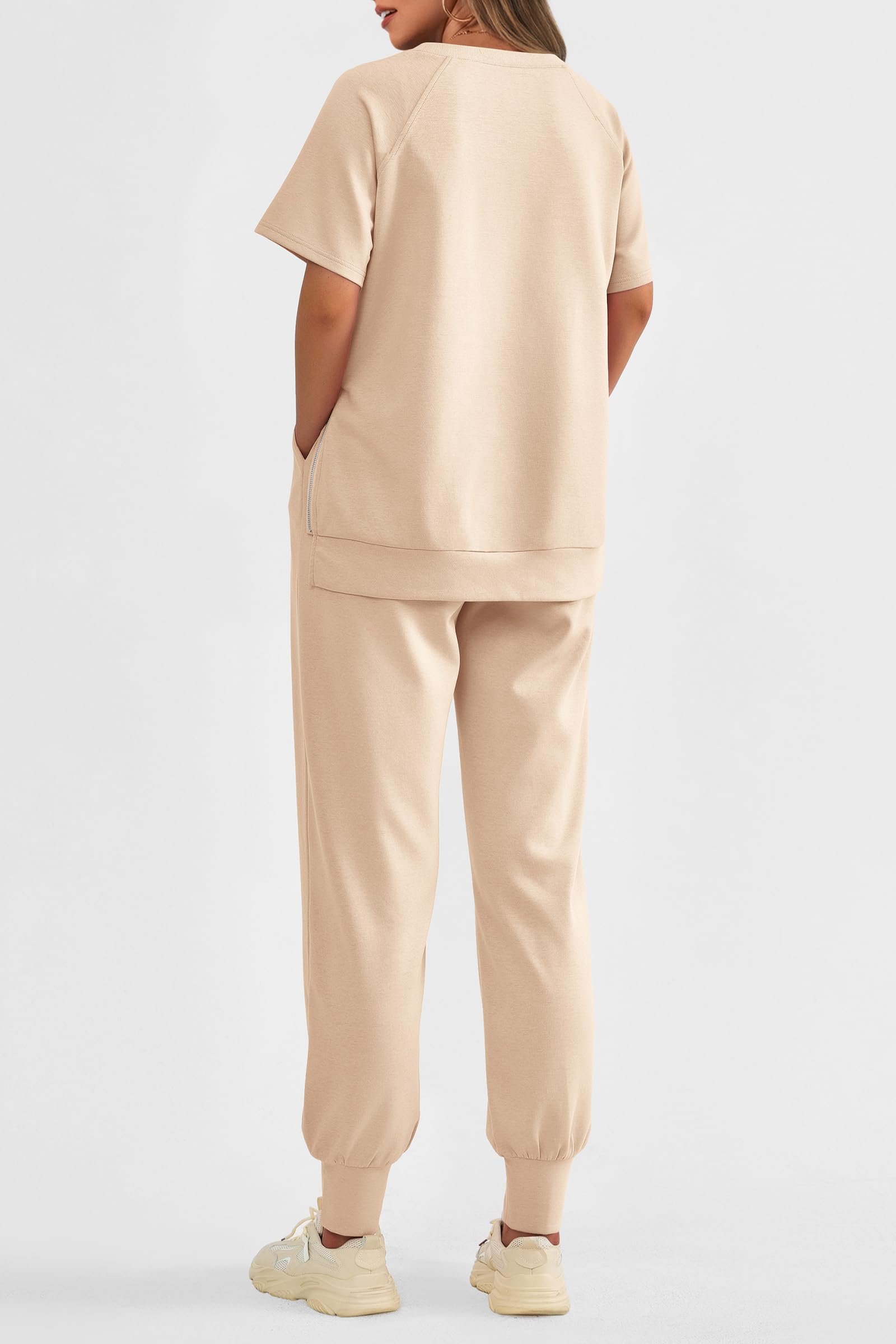 Women's Casual Short Sleeve Tops High Waisted Sweatpants Set