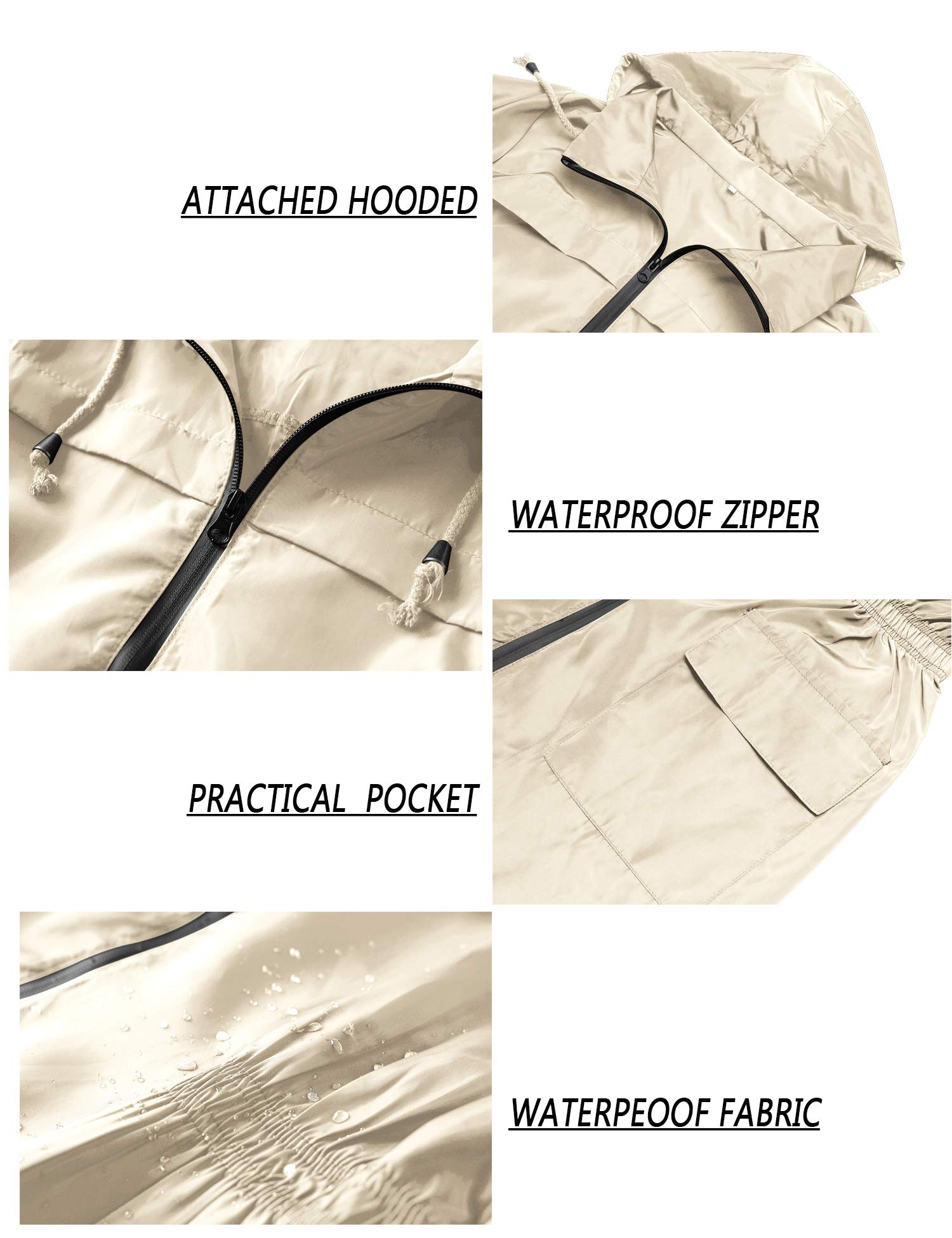 Women's Waterproof Lightweight Rain Jacket Active Outdoor Hooded Raincoat