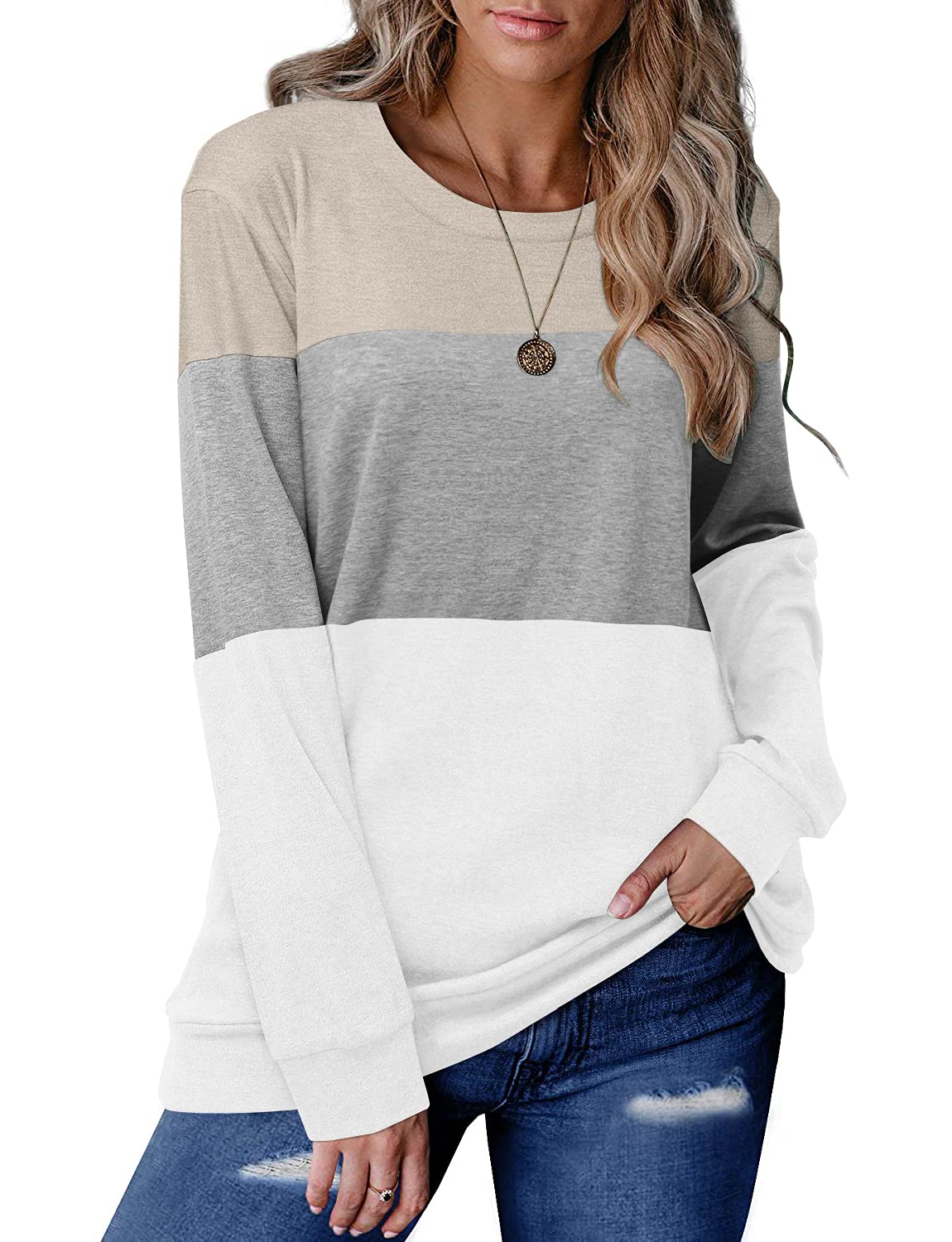 Women's Round Neck Colorblock Casual Top(Buy 2 Free Shipping)
