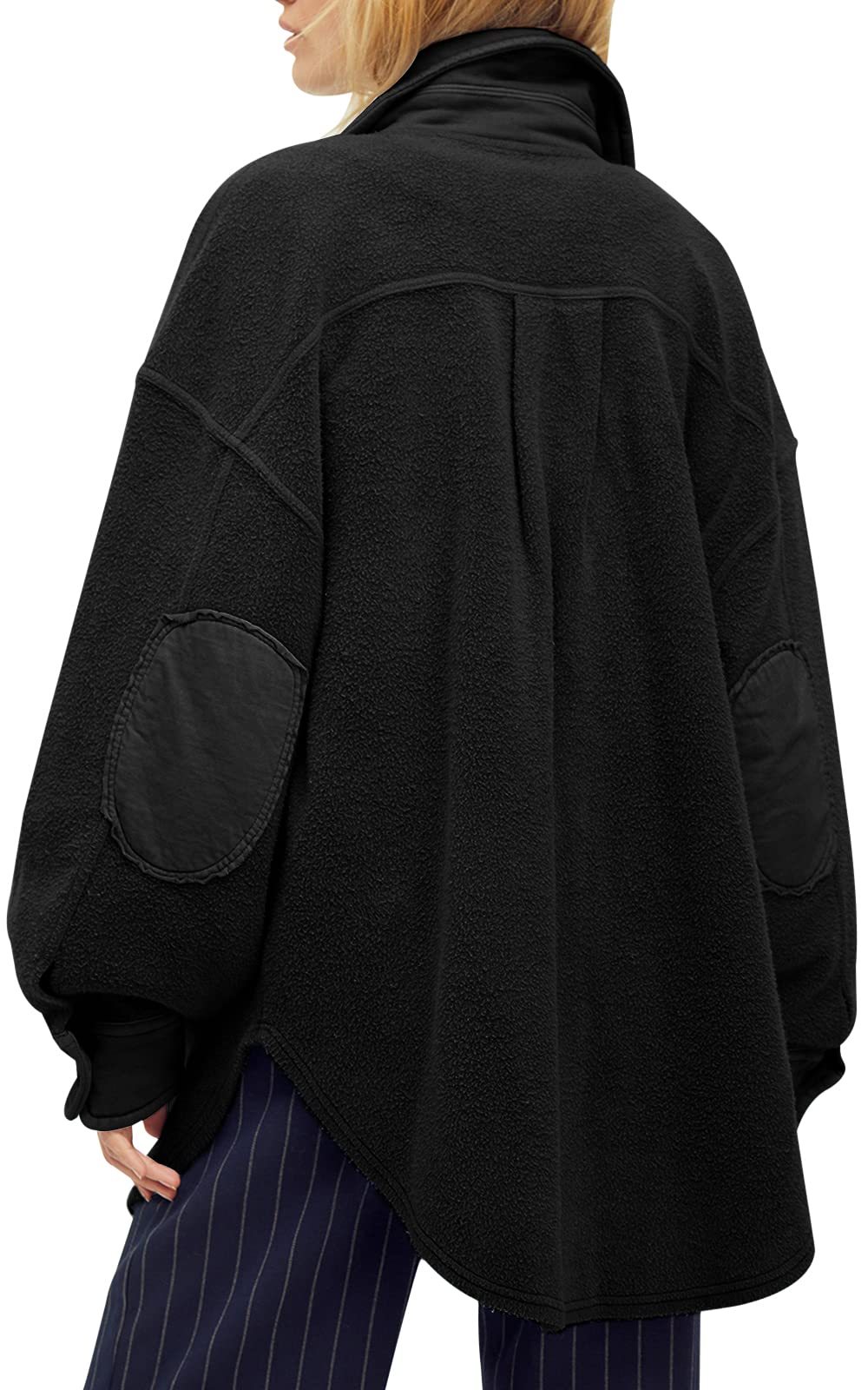 HOT SALE Women's Oversized Fleece Long Sleeve Button Down Shirt Jacket