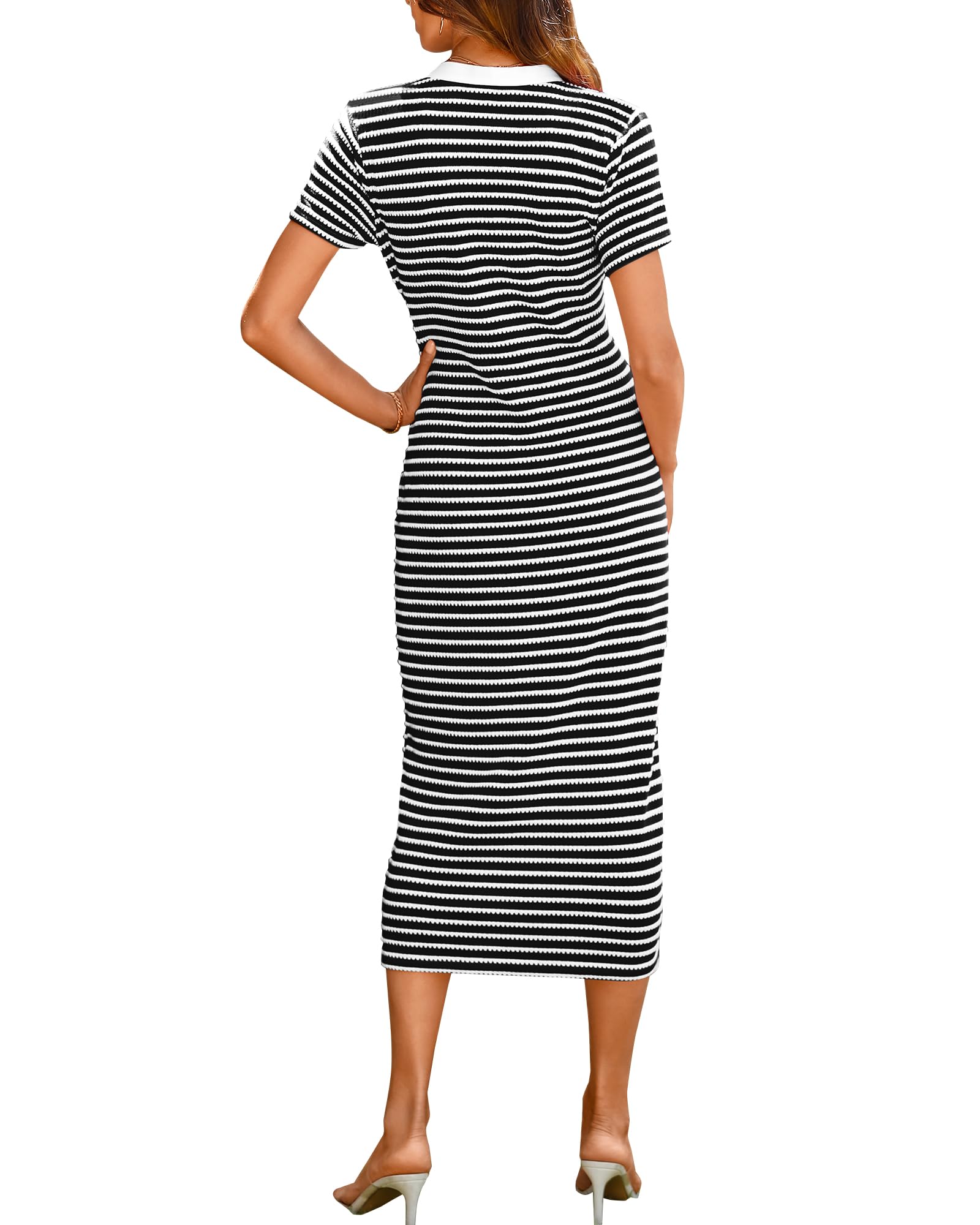 Women  Short Sleeve Striped  Midi Dresses ✨Buy 2 Free Shipping