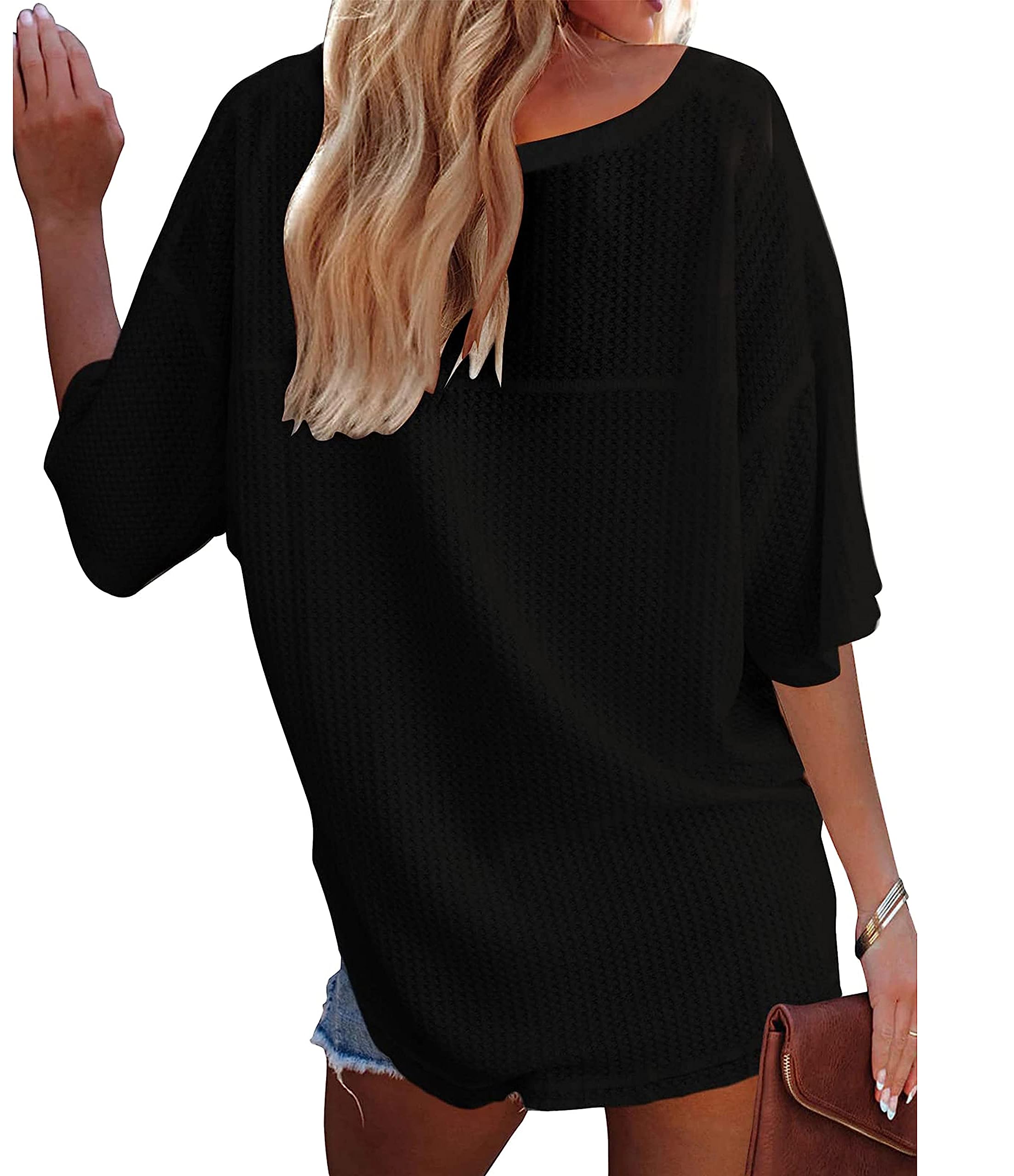 Women's V Neck Batwing Half Sleeve Shirts