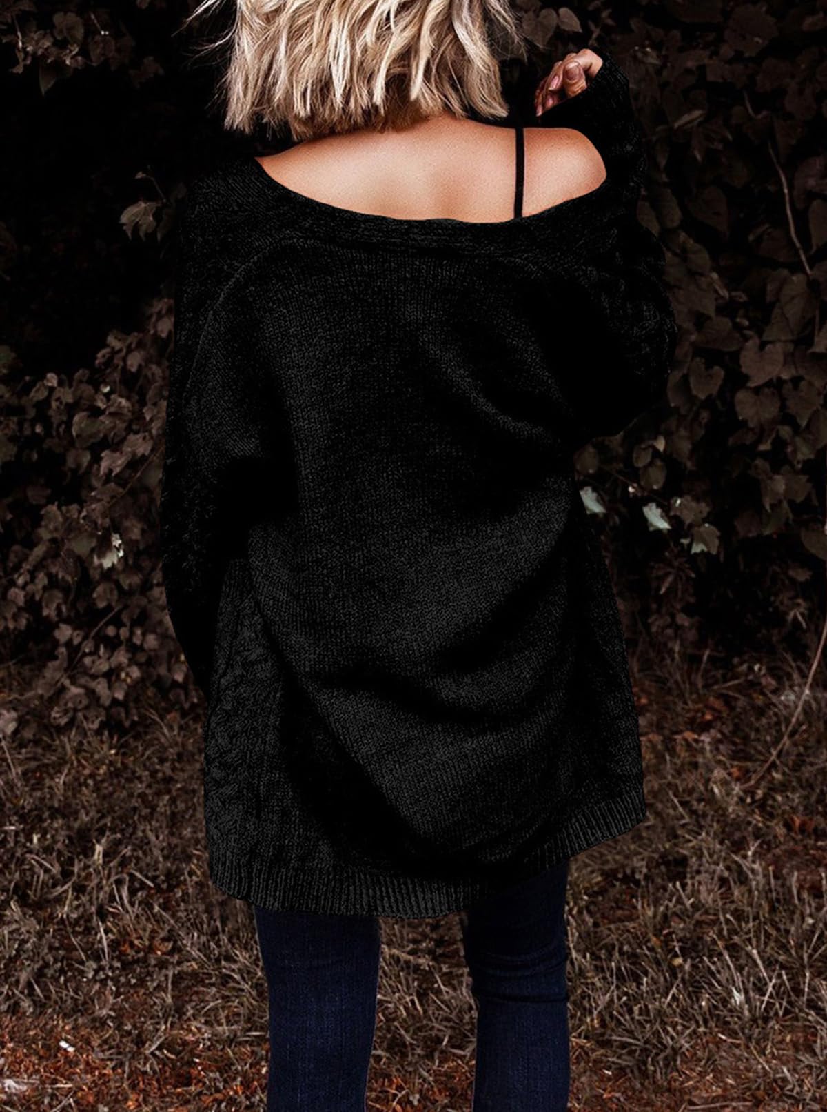 Women's Casual Open Front Long Sleeve Chunky Cable Knit Cardigans With Pockets