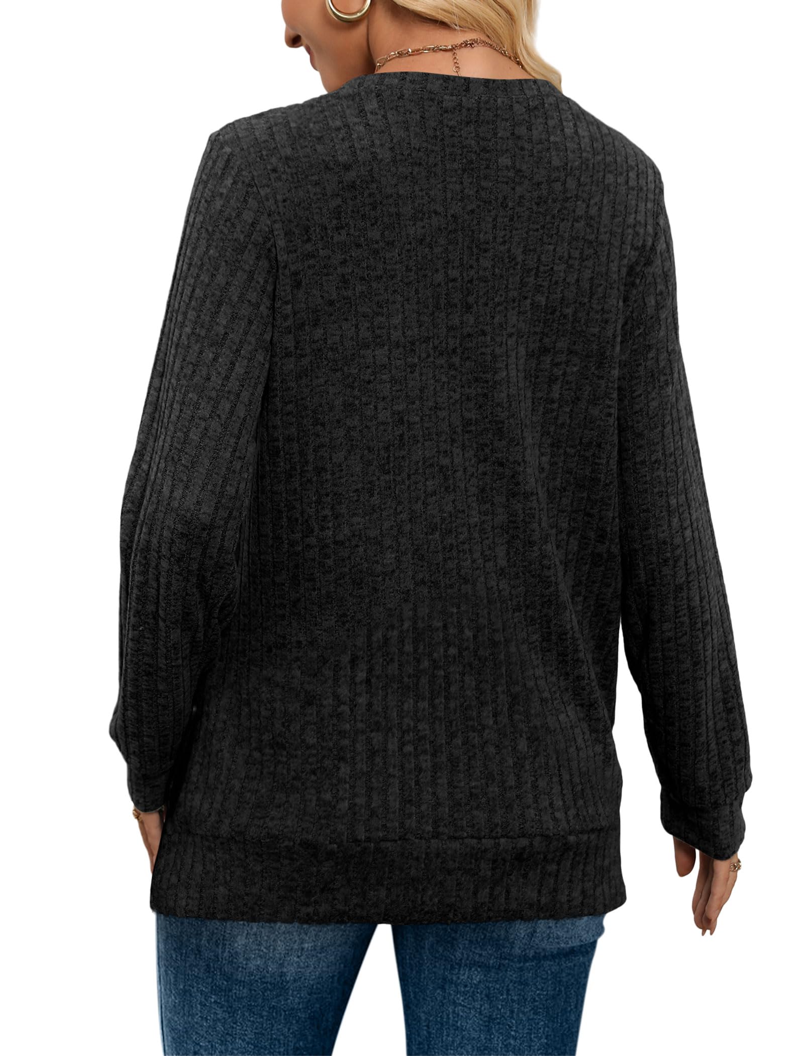 Women's Casual Fall V Neck Lightweight Tunic Sweaters 