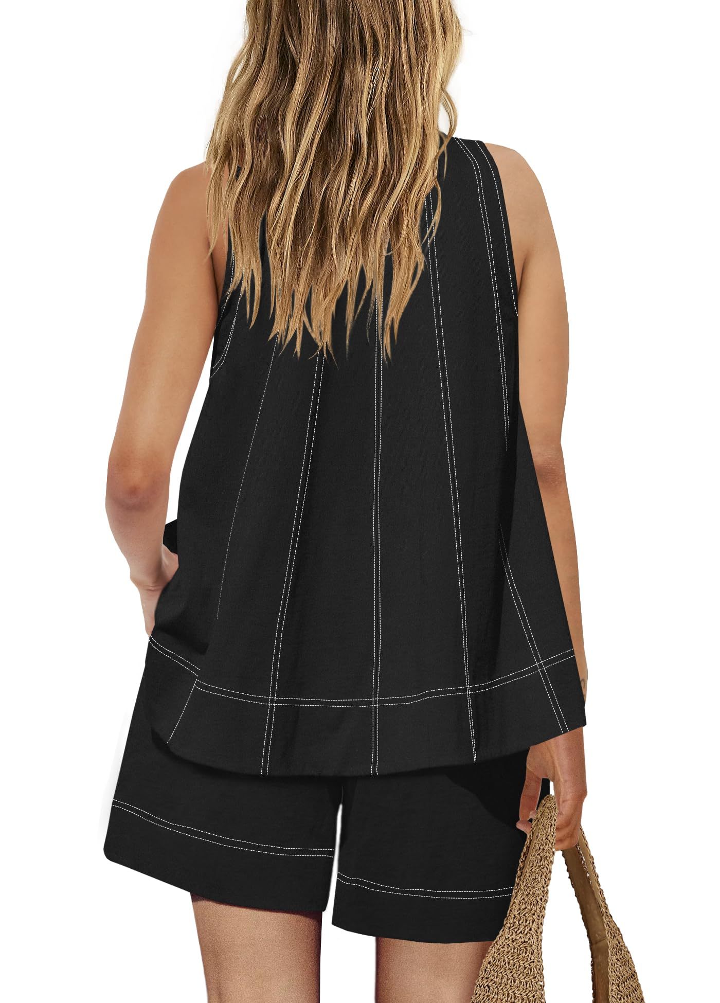 HOT SALE Women's Stitching Sleeveless Tank Top and Shorts Sets