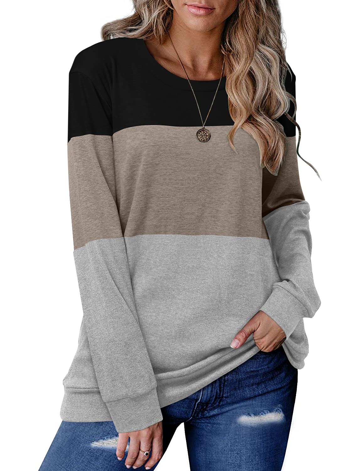 Women's Round Neck Colorblock Casual Top(Buy 2 Free Shipping)
