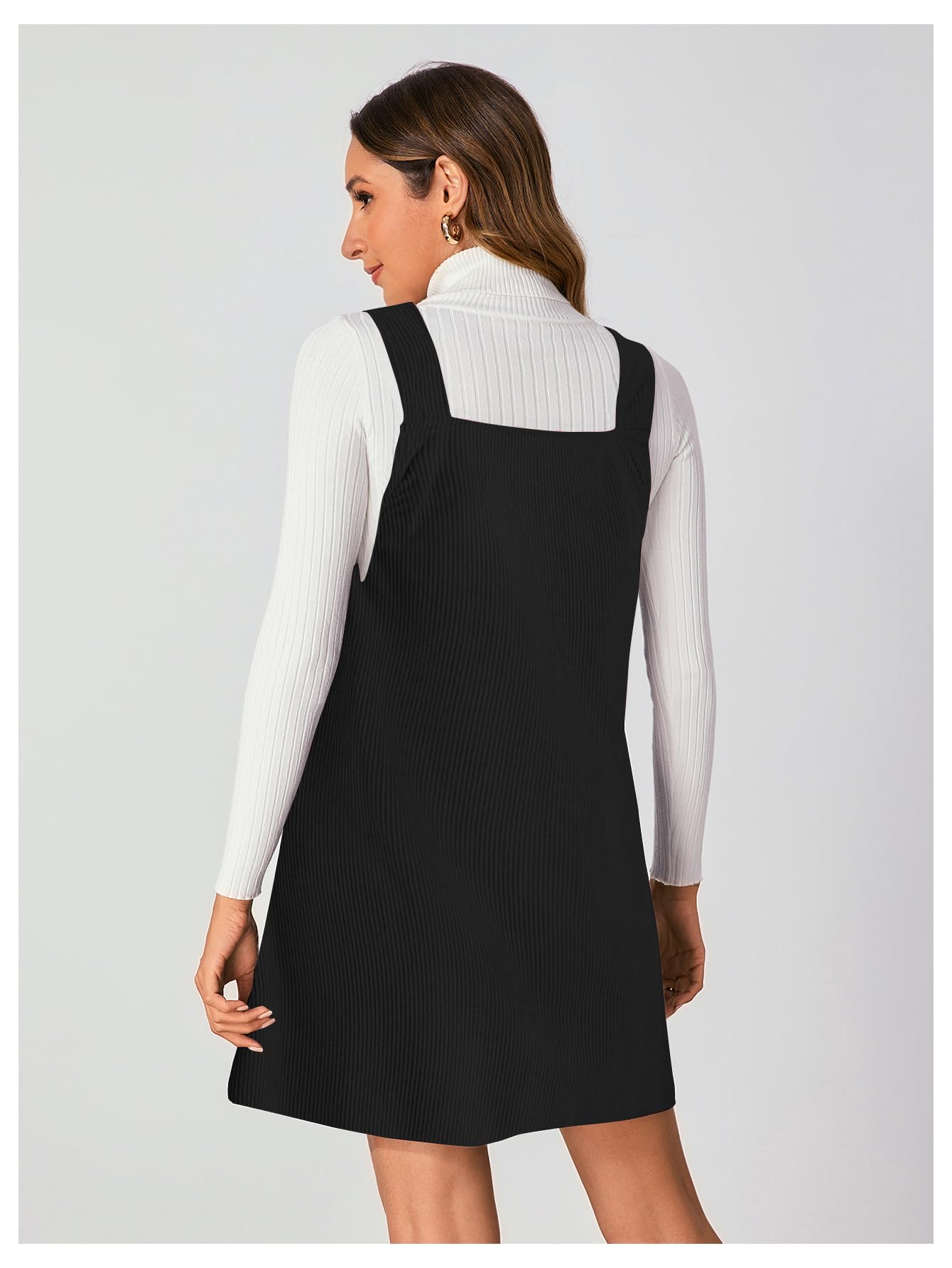 WomenS V Neck Corduroy Pinafore Overall Mini Dress