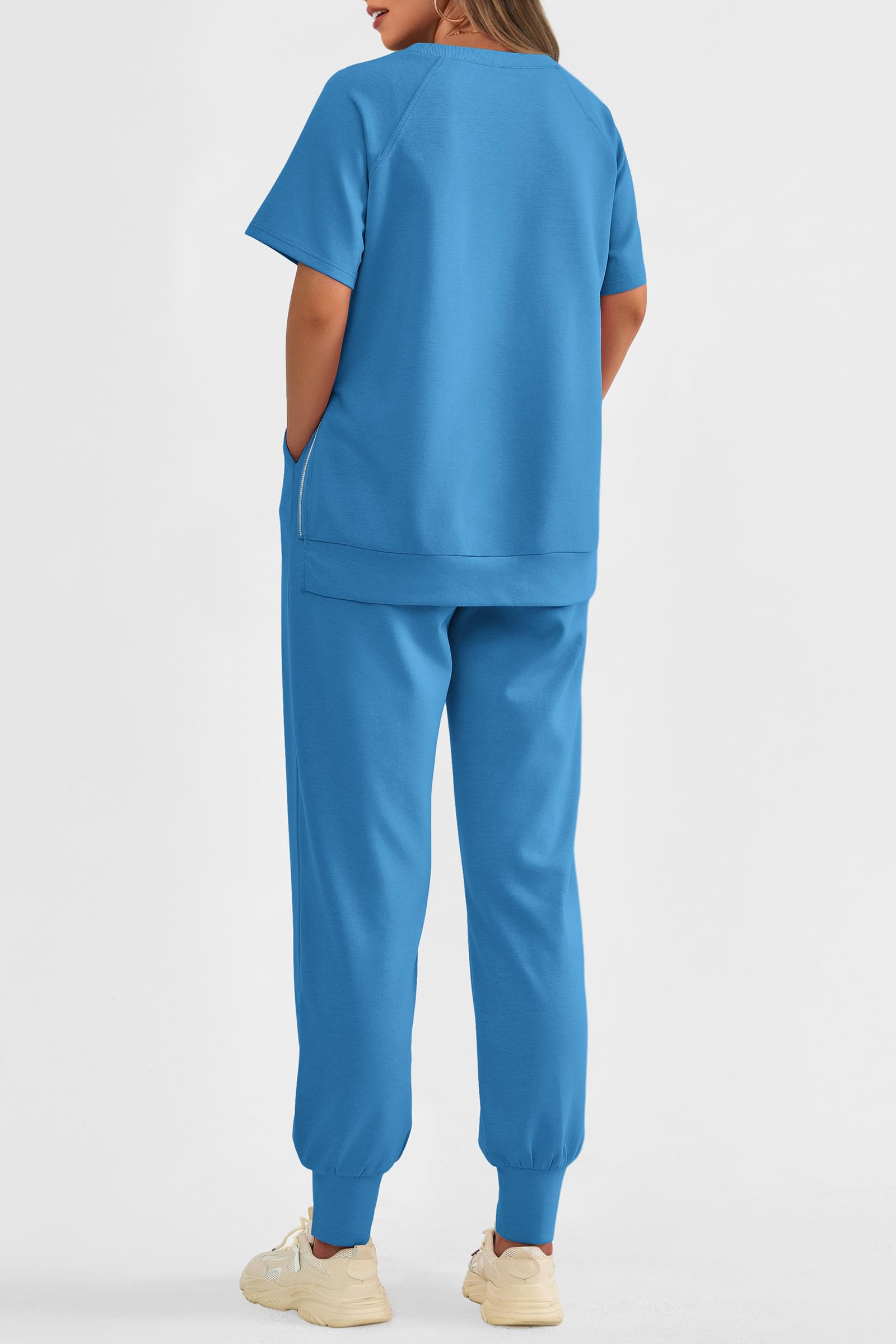 Women's Casual Short Sleeve Tops High Waisted Sweatpants Set