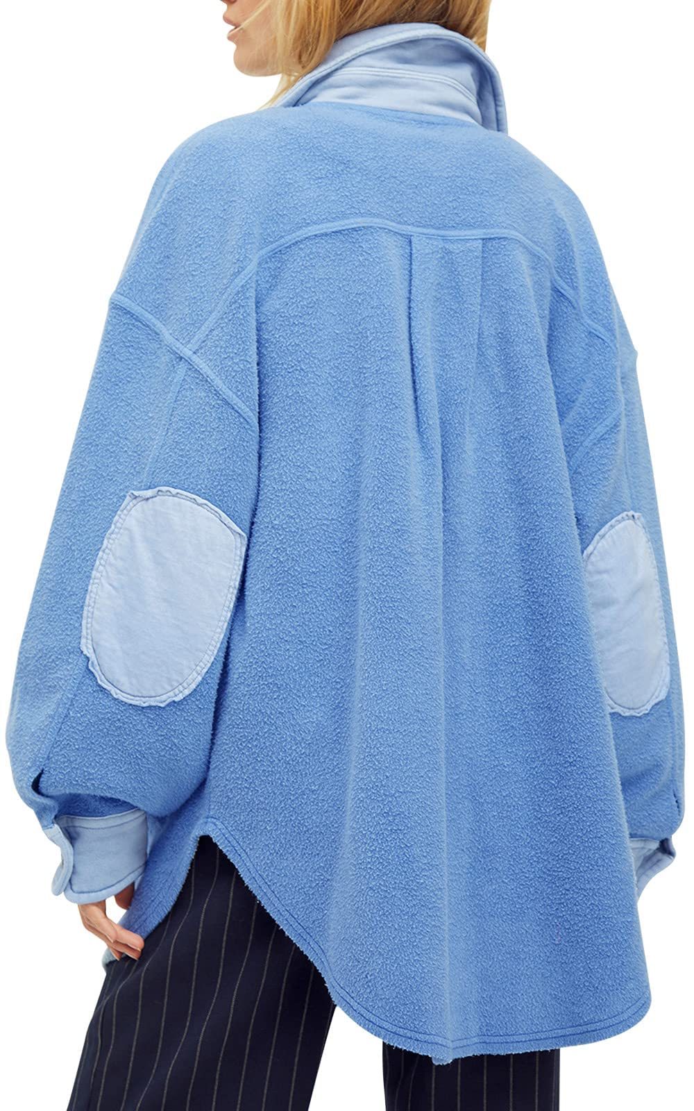 HOT SALE Women's Oversized Fleece Long Sleeve Button Down Shirt Jacket