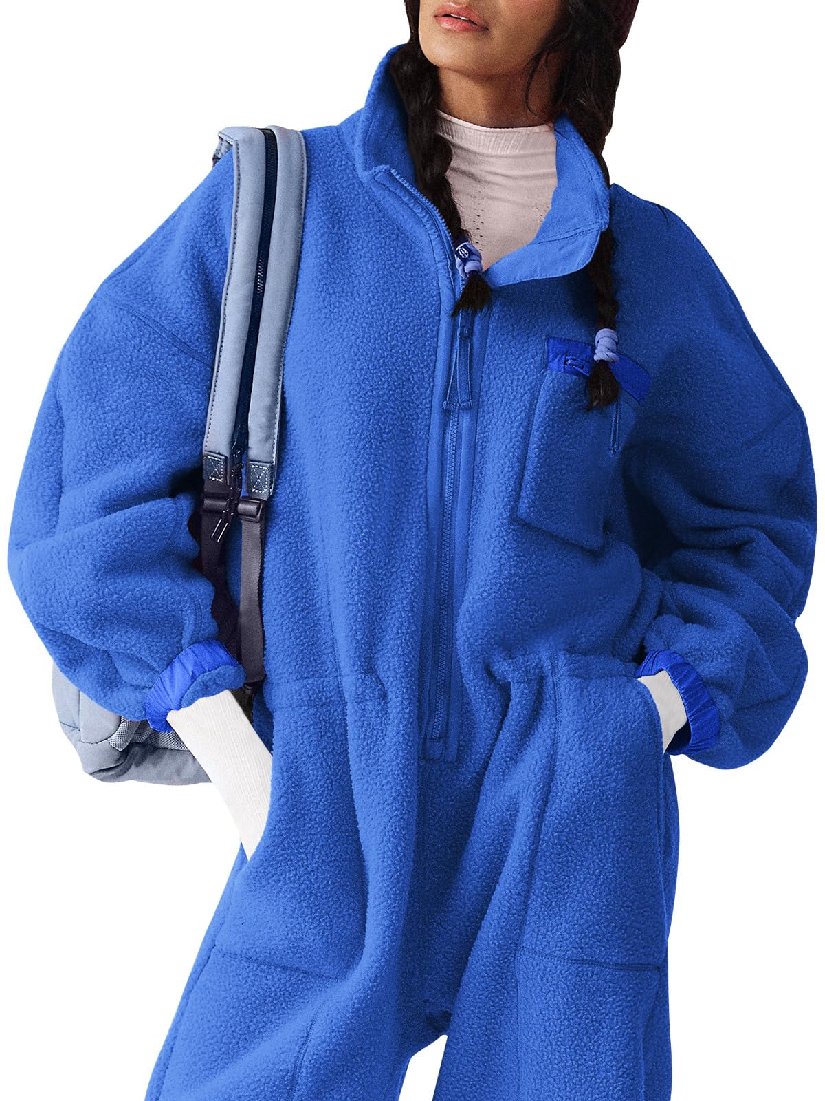 HOT SALE Women's Casual Winter Warm Fleece Jumpsuits with Pockets