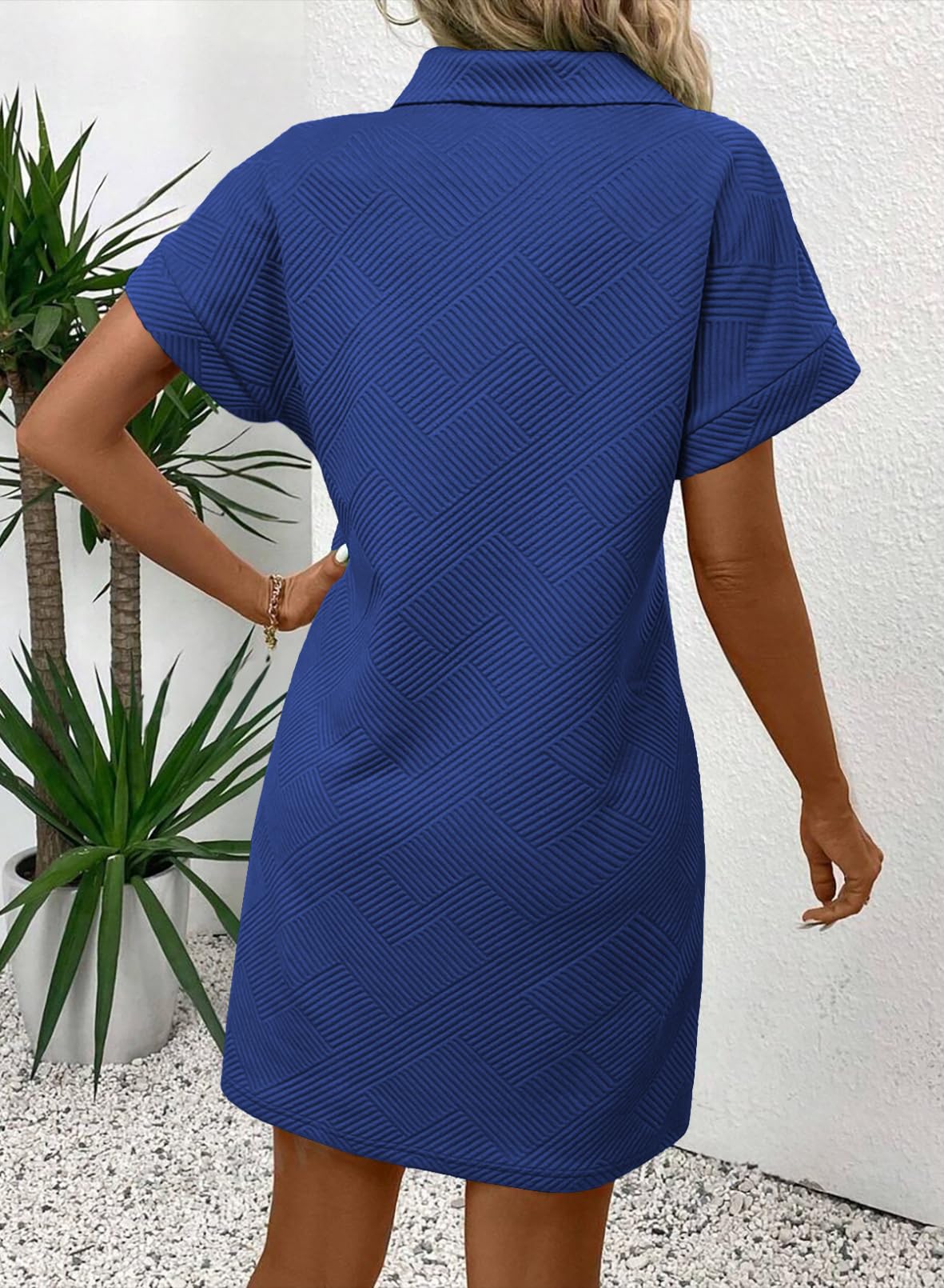 2025 New Women's Lapel Collared Batwing Short Sleeve Mini Dress(buy 2 free shipping)