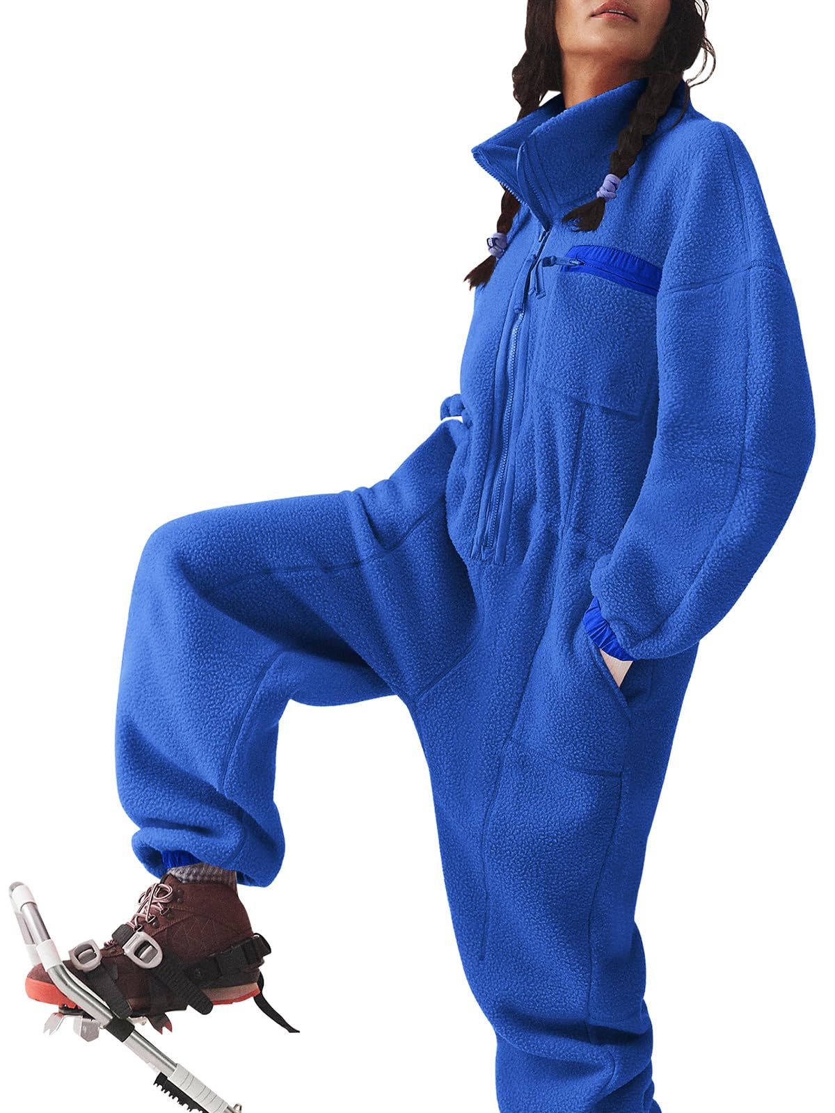 HOT SALE Women's Casual Winter Warm Fleece Jumpsuits with Pockets