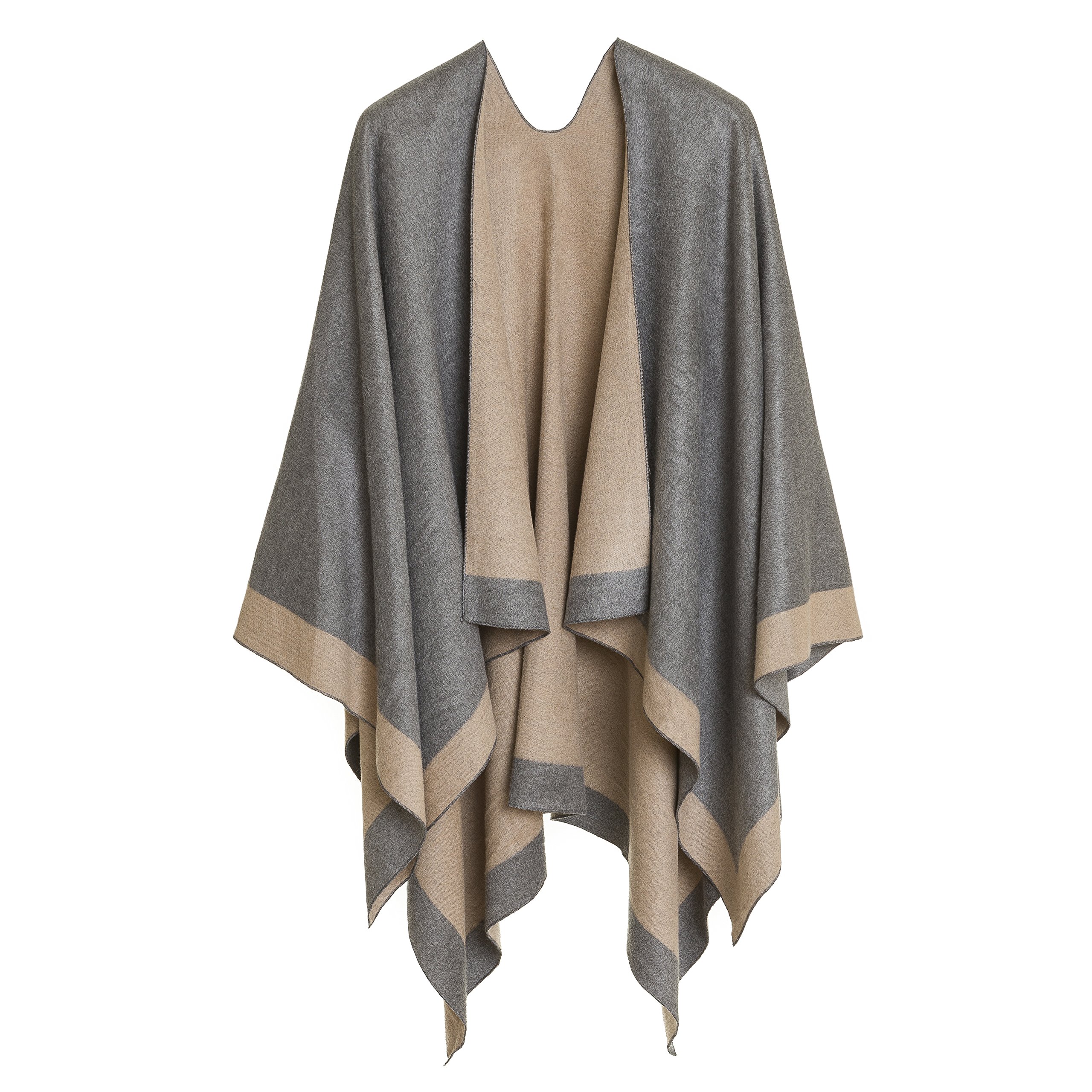 Women's Shawl Wrap Poncho Ruana Cape Cardigan Sweater Open Front 