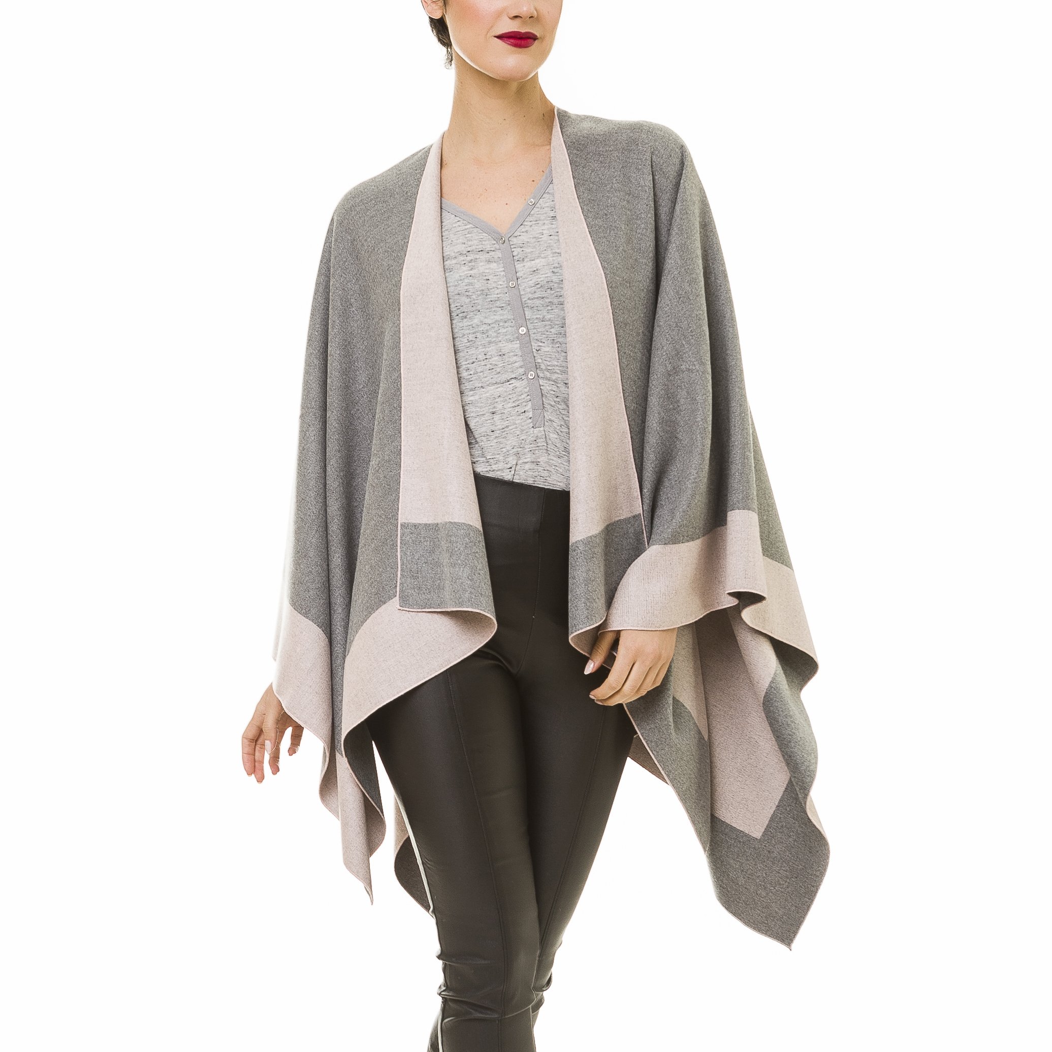 Women's Shawl Wrap Poncho Ruana Cape Cardigan Sweater Open Front 
