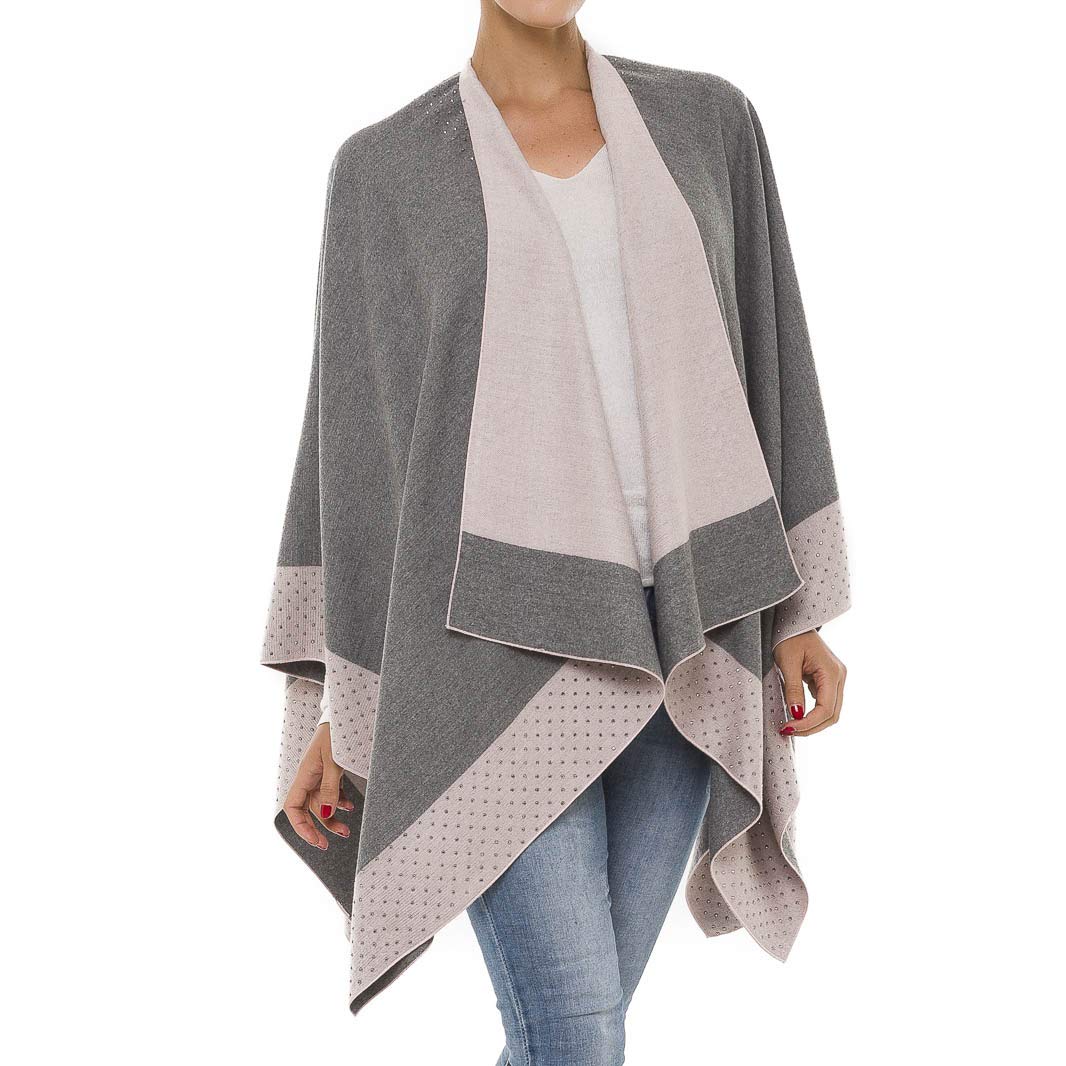 Women's Shawl Wrap Poncho Ruana Cape Cardigan Sweater Open Front 