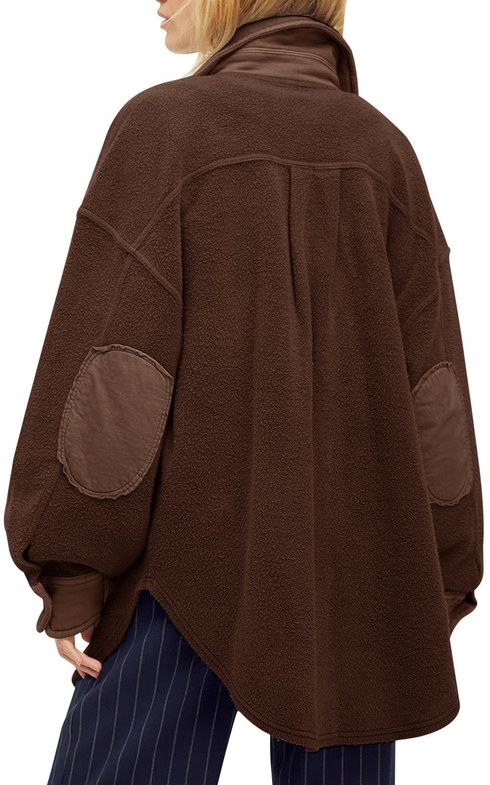 HOT SALE Women's Oversized Fleece Long Sleeve Button Down Shirt Jacket