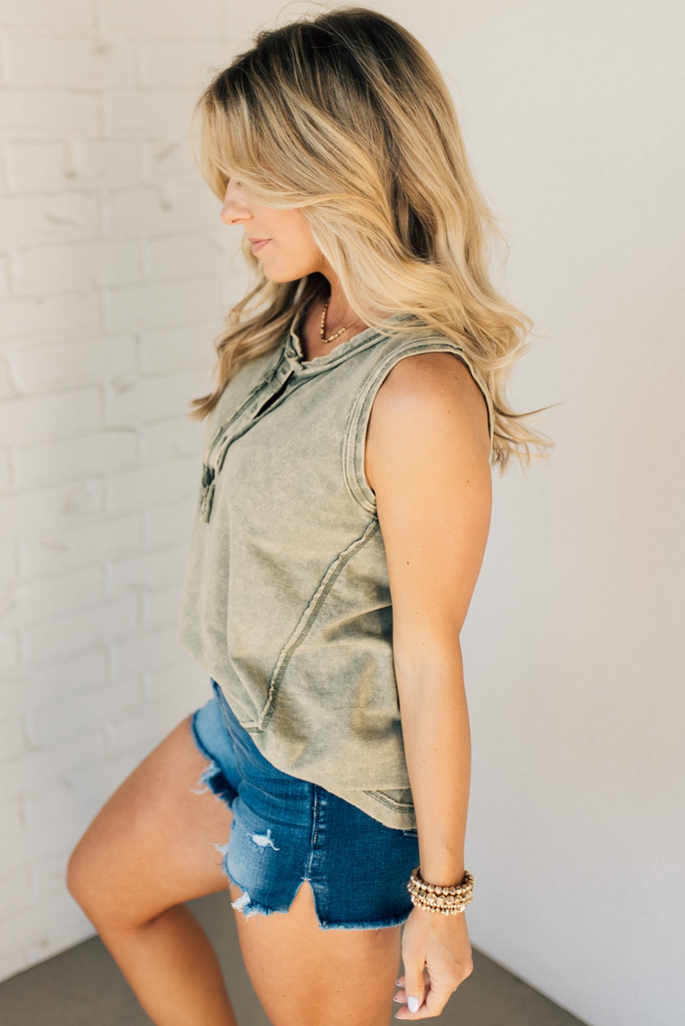 🔥2024 Summer Hot🔥Button Mix Washed Henley Tank(buy 2 10% OFF)