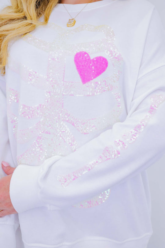 Heart Skeleton Sequin Embellished Sweatshirt