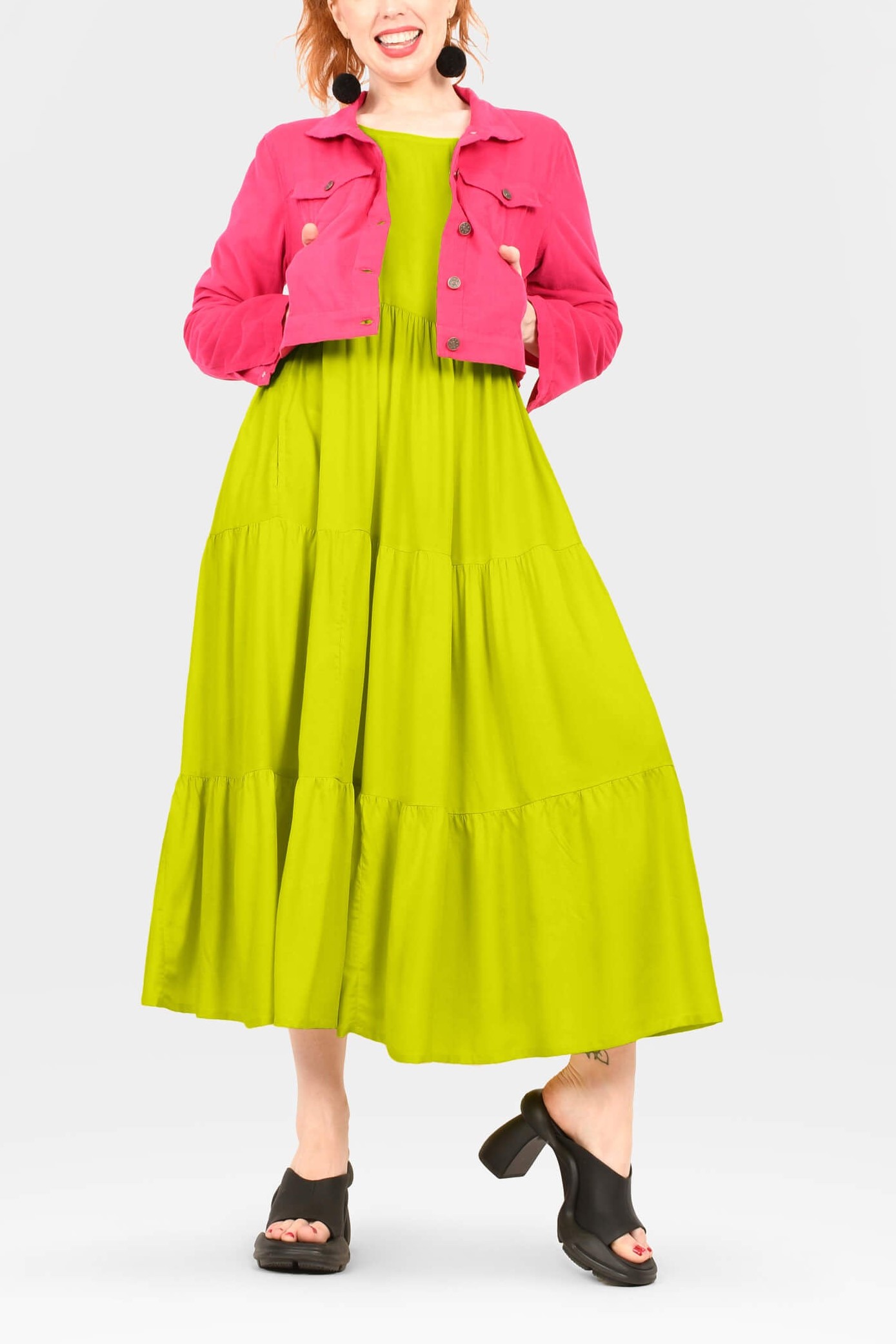 Crew Neck Long Sleeve Layered Maxi Dress