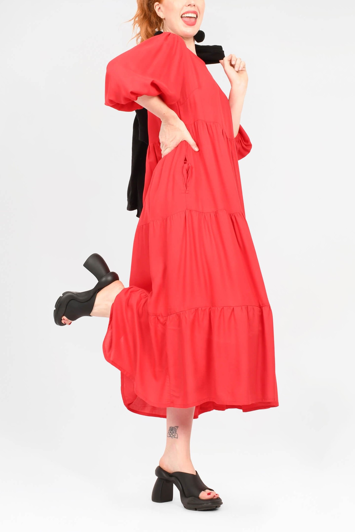 Crew Neck Long Sleeve Layered Maxi Dress