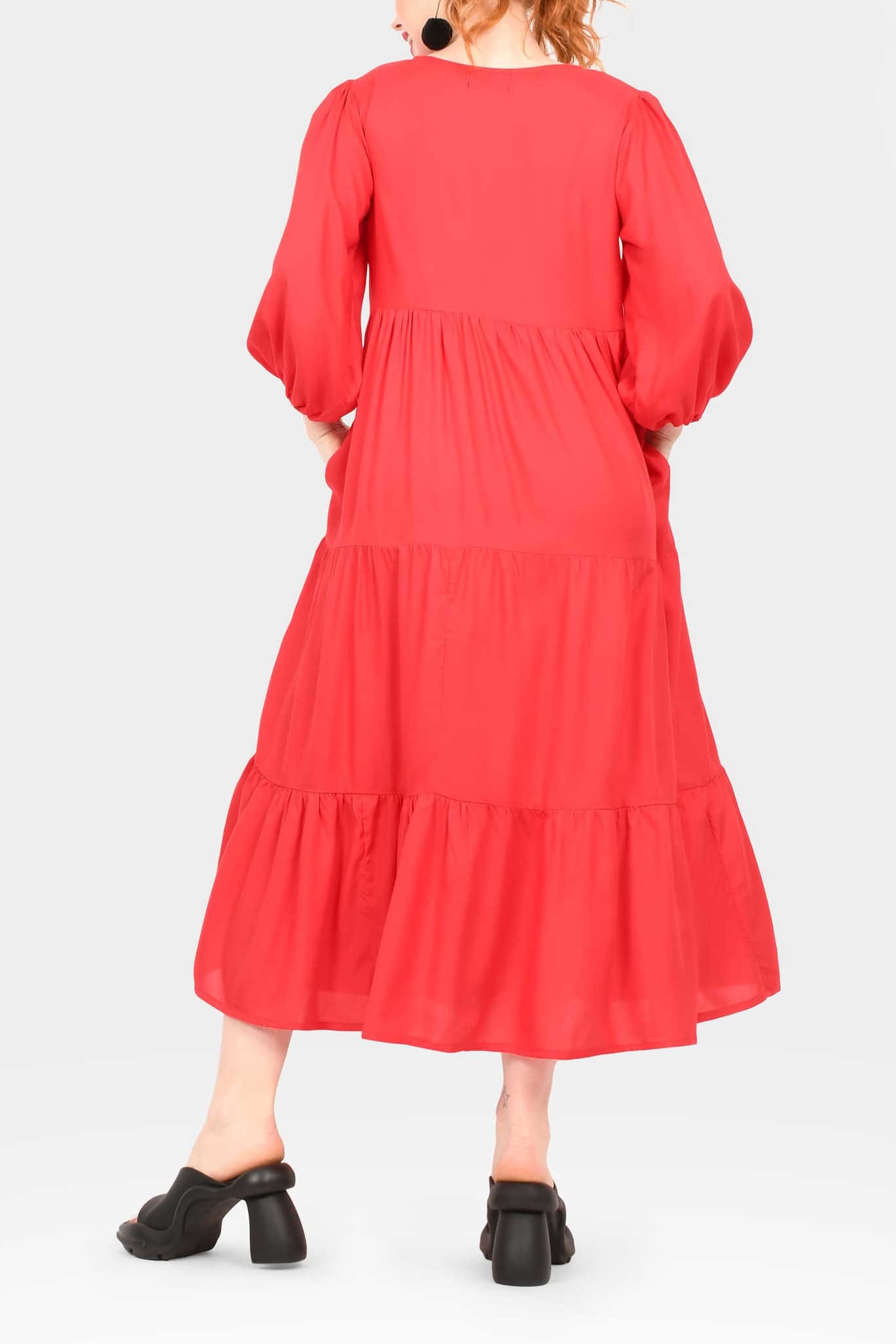 Crew Neck Long Sleeve Layered Maxi Dress