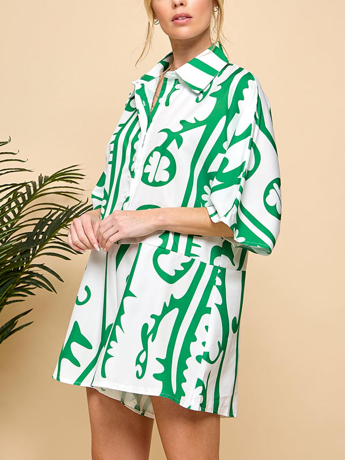 Women's Casual Printed Button-Up Jumpsuit with Pockets(BUY 2 FREE SHIPPING)