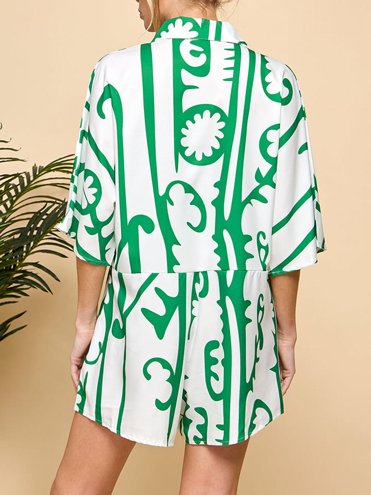 Women's Casual Printed Button-Up Jumpsuit with Pockets(BUY 2 FREE SHIPPING)