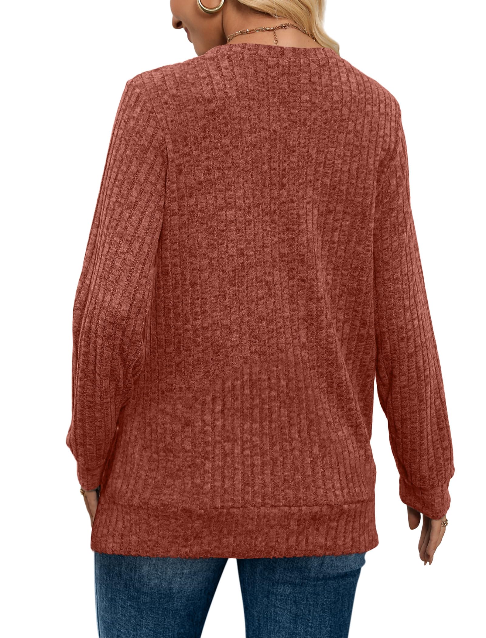 Women's Casual Fall V Neck Lightweight Tunic Sweaters 