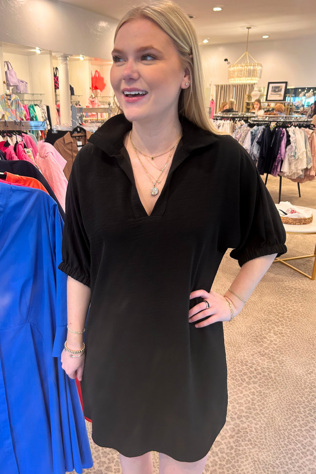 HOT SALE Solid Stretch Mid-Sleeve Lapel Dress (Buy 2 Free Shipping)