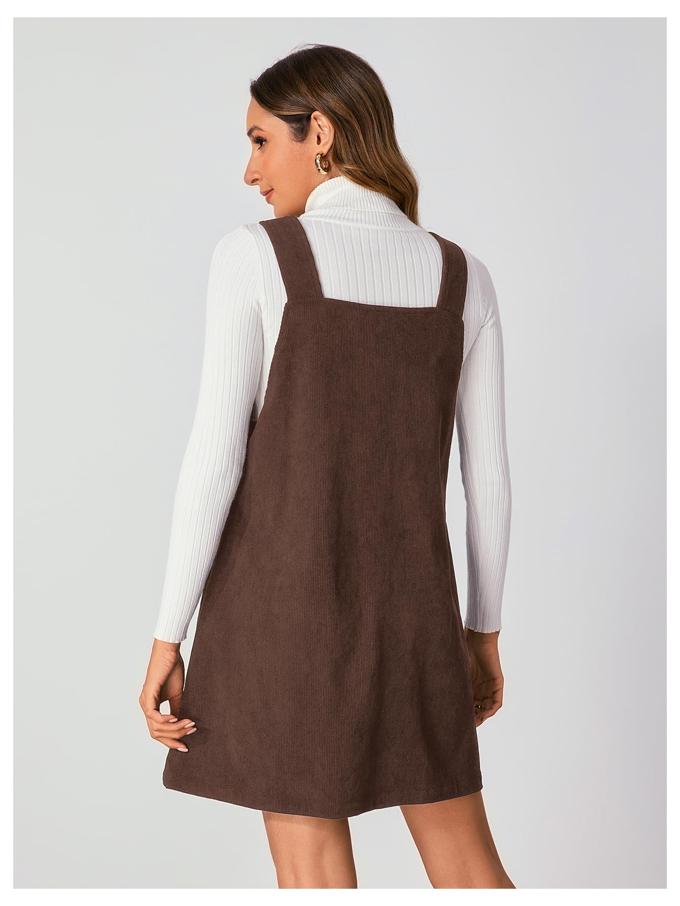 WomenS V Neck Corduroy Pinafore Overall Mini Dress