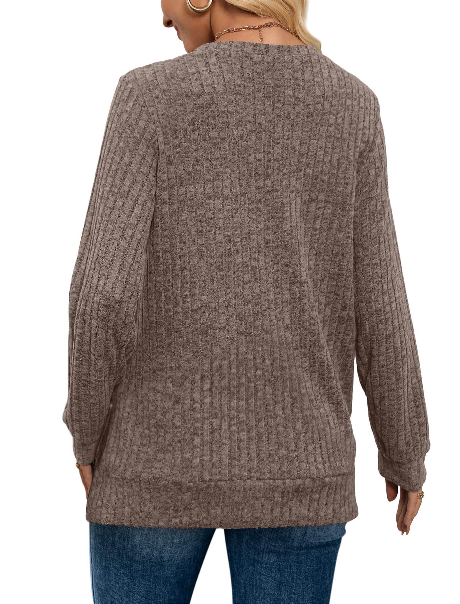 Women's Casual Fall V Neck Lightweight Tunic Sweaters 