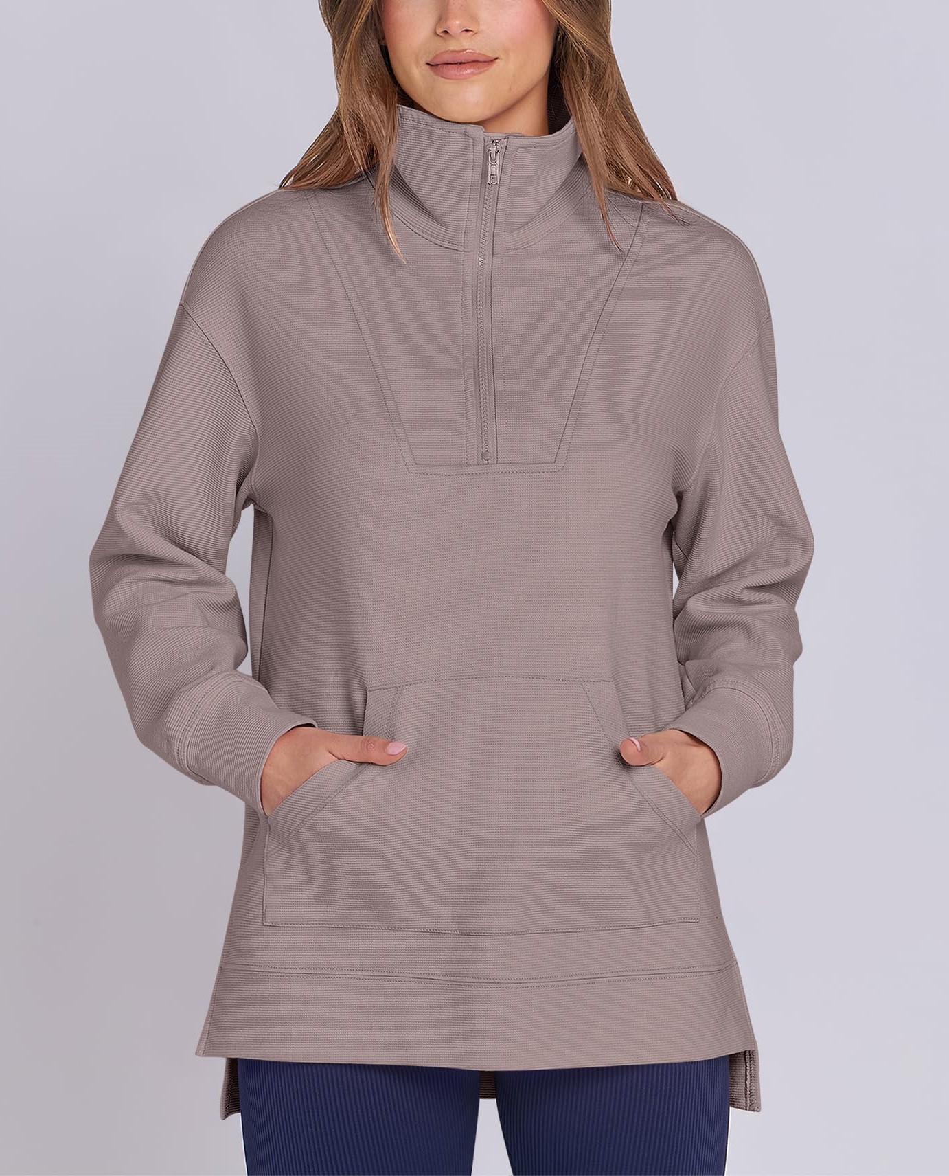 Women's Quarter Zip Oversized Knit Sweatshirts (Buy 2 Free Shipping)