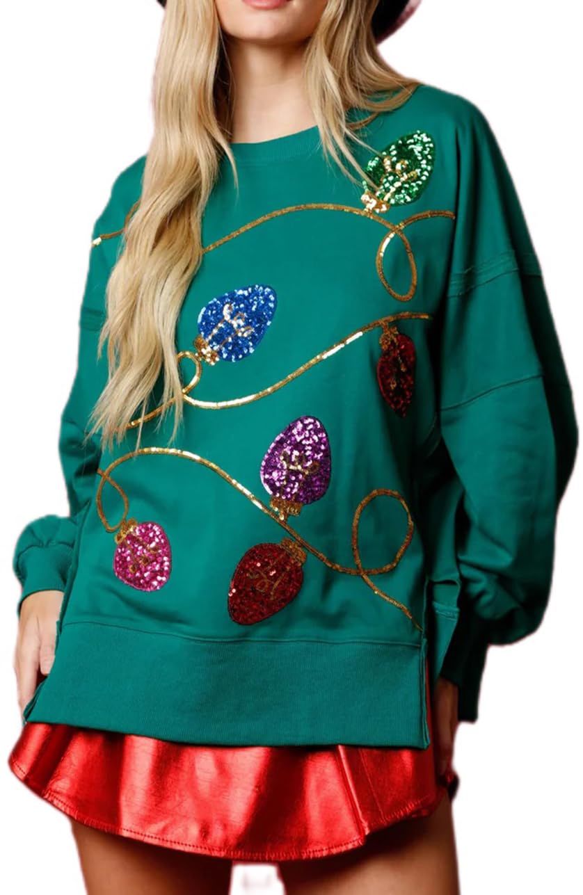 Christmas Lights Sequin Sweatshirt