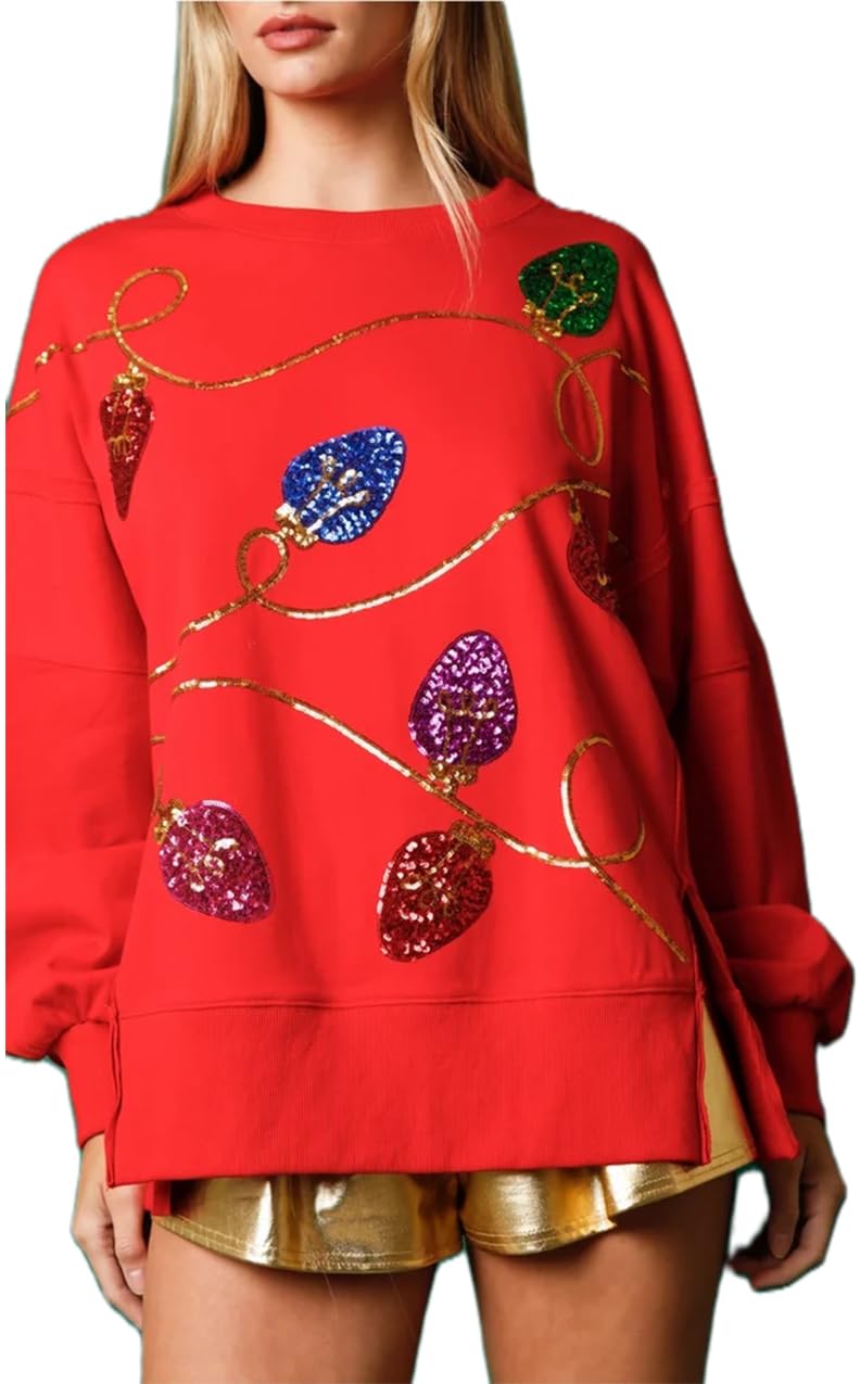 Christmas Lights Sequin Sweatshirt