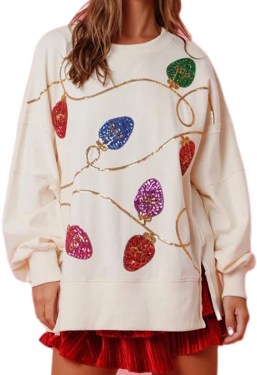 Christmas Lights Sequin Sweatshirt