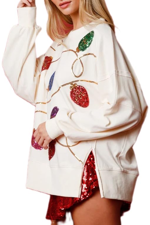 Christmas Lights Sequin Sweatshirt