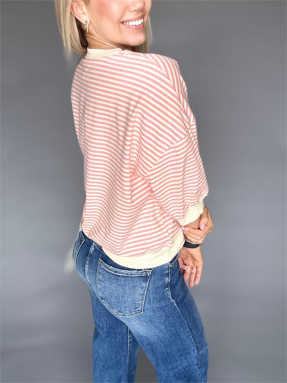 Women's Casual Crew Neck Stripe Short Sleeve Top🔥Buy 2 Free Shipping