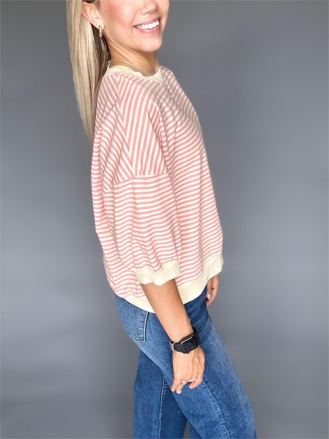 Women's Casual Crew Neck Stripe Short Sleeve Top🔥Buy 2 Free Shipping