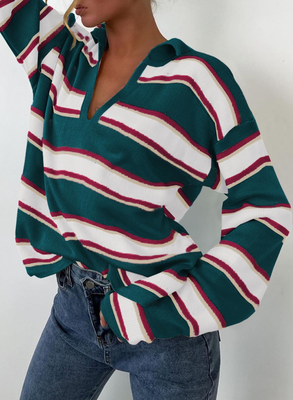 2024 Fall Oversized Ribbed Knit Side Slit Pullover Top