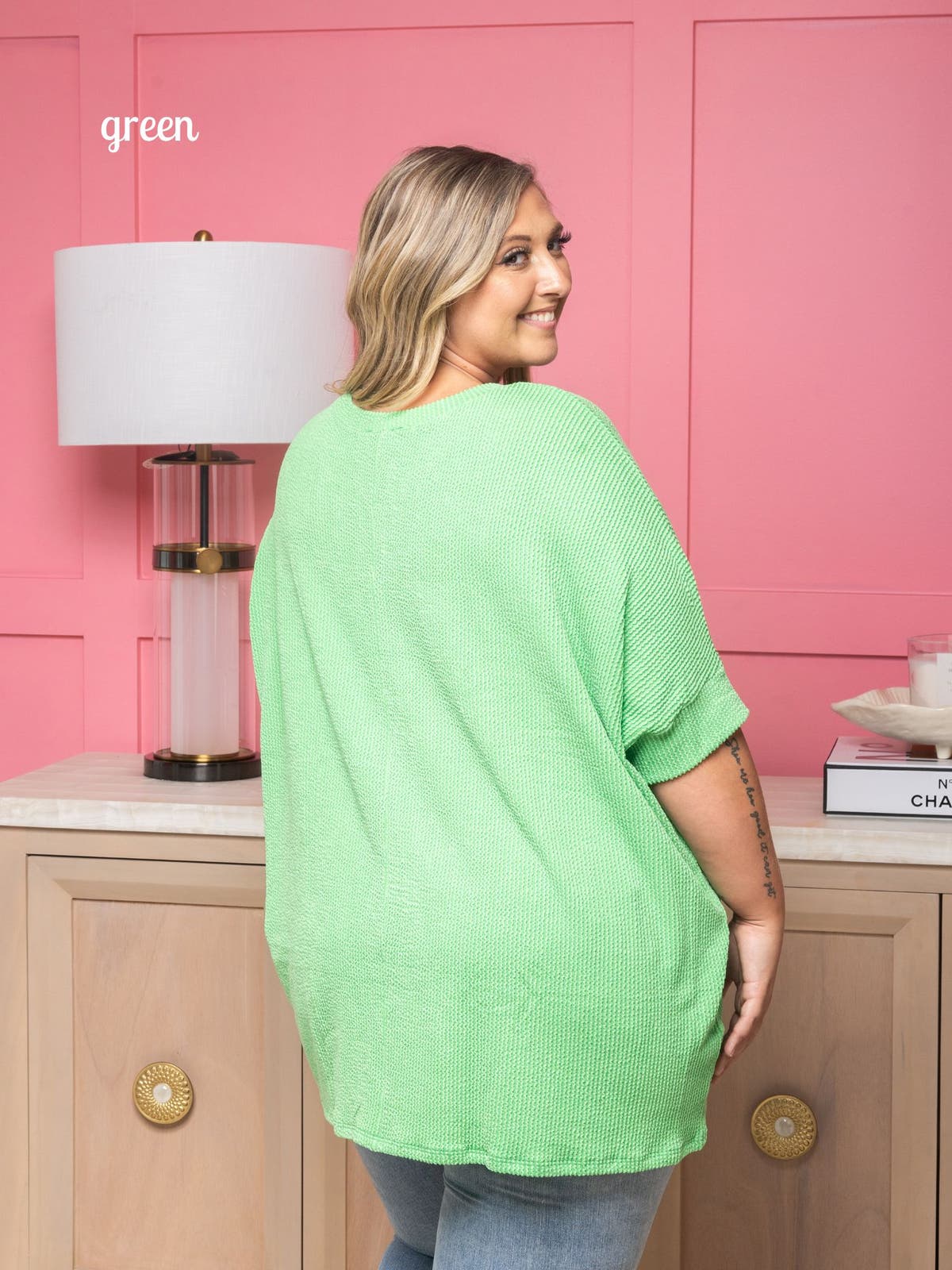 Women's Raised Rib Design Oversized Dolman Top