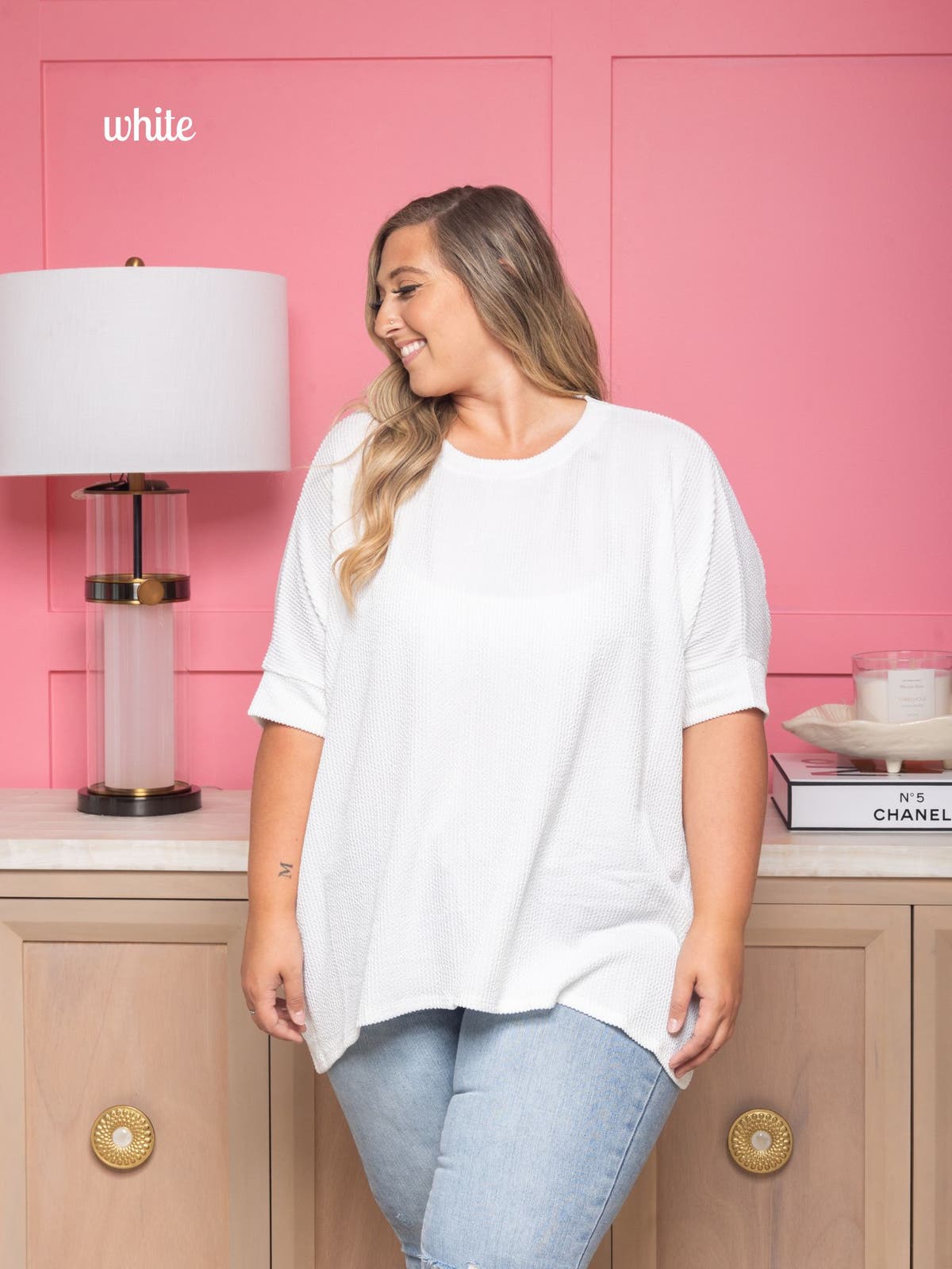 Women's Raised Rib Design Oversized Dolman Top