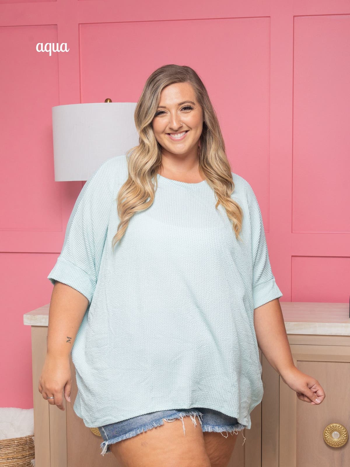 Women's Raised Rib Design Oversized Dolman Top